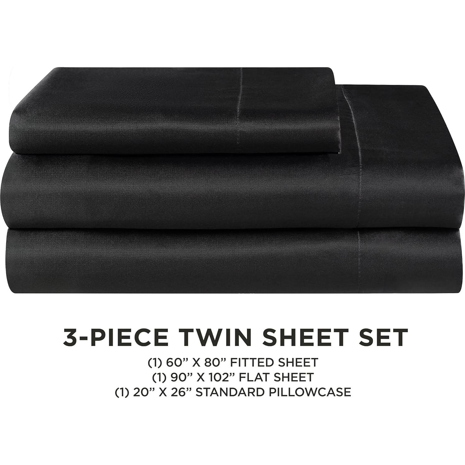 Juego de Sábanas de Satén Twin Juicy Couture Negro 3 Piezas