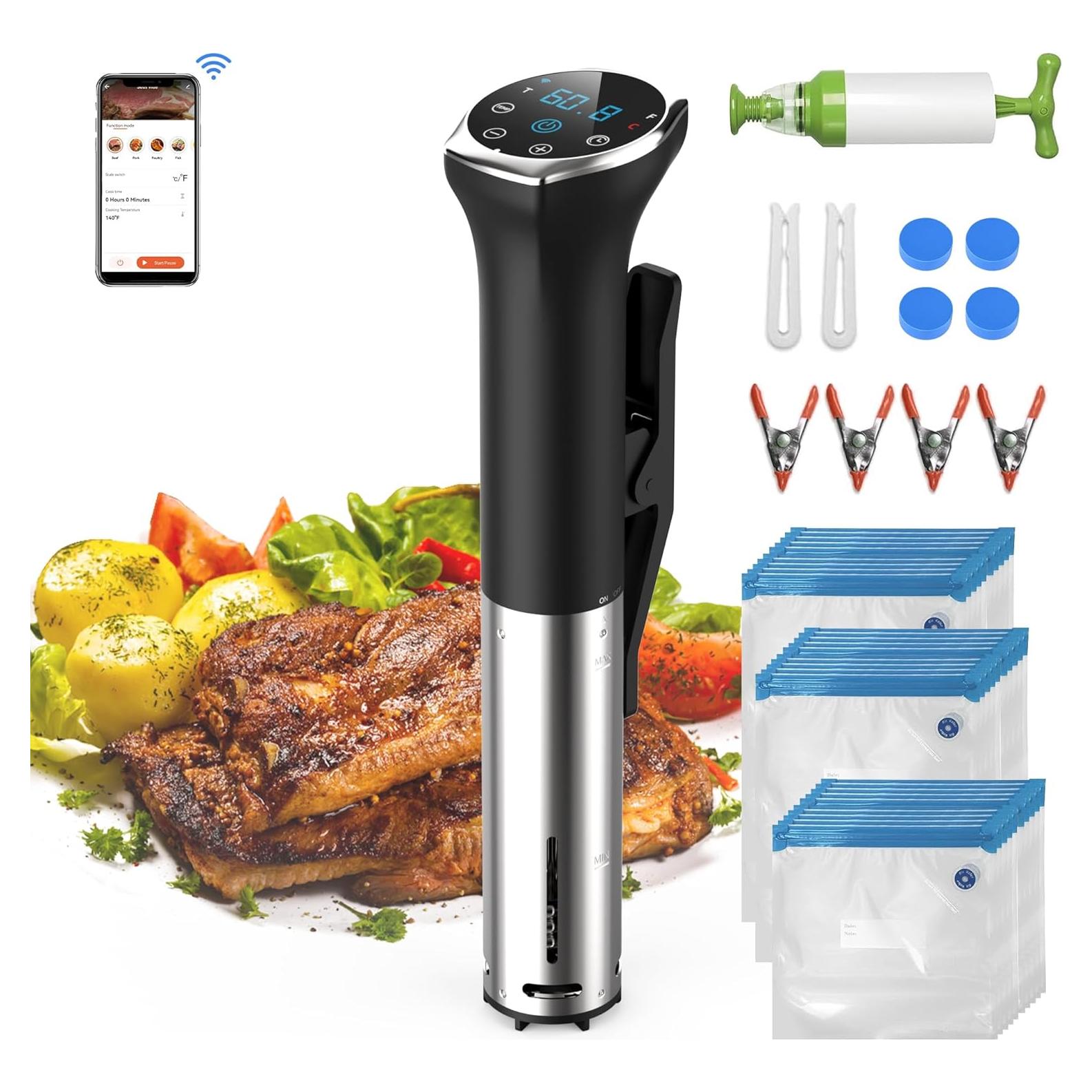 Hobsir Sous Vide 1100W con App Wifi y Temporizador - Acero Inoxidable