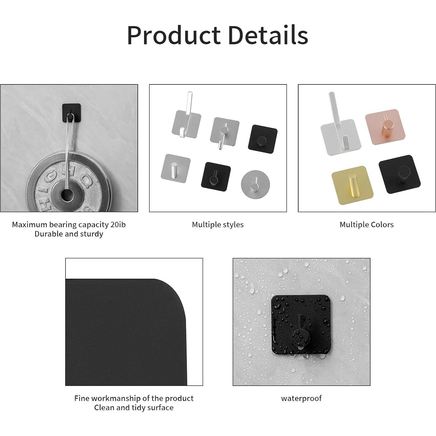 Ganchos Adhesivos Paoli Alta Resistencia 4PC Negro