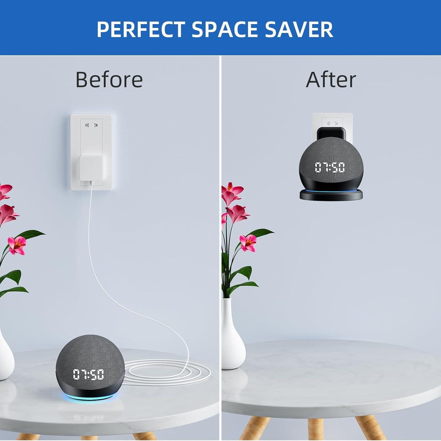 Soporte de Montaje en Pared AFGHOA para Echo Dot 5ta/4ta Gen, Negro