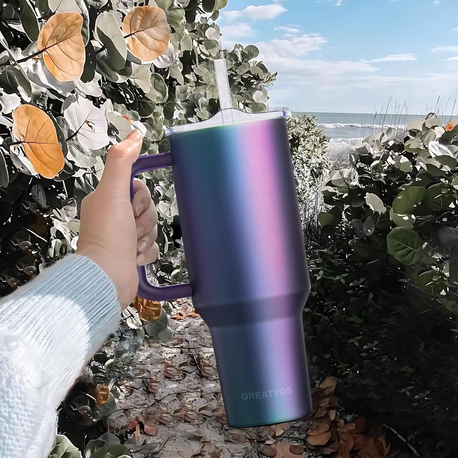 Taza aislada de 40 oz Greatyos con tapa y popote Aurora