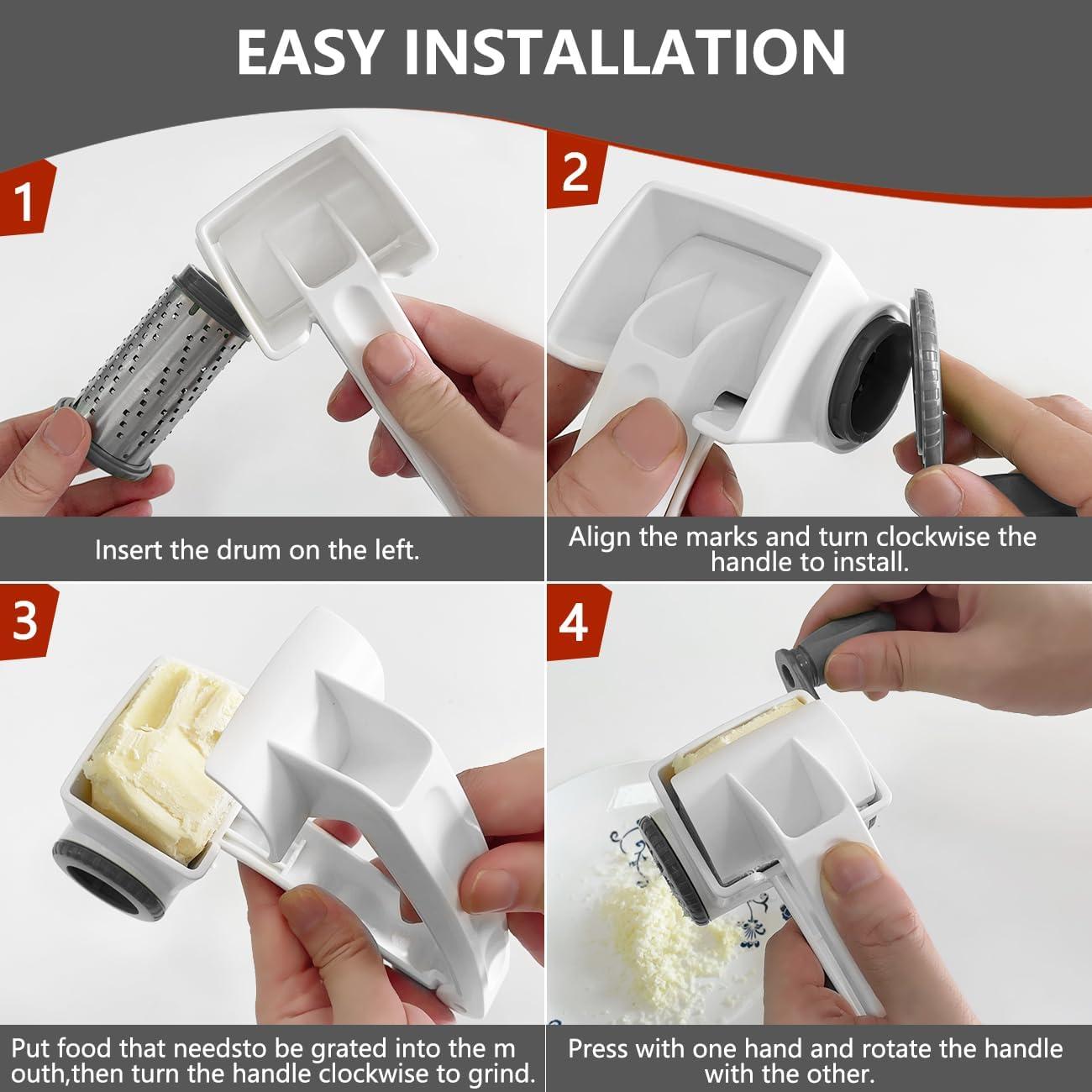 Rallador de Queso Manual LHS con Manivela de Acero Inoxidable