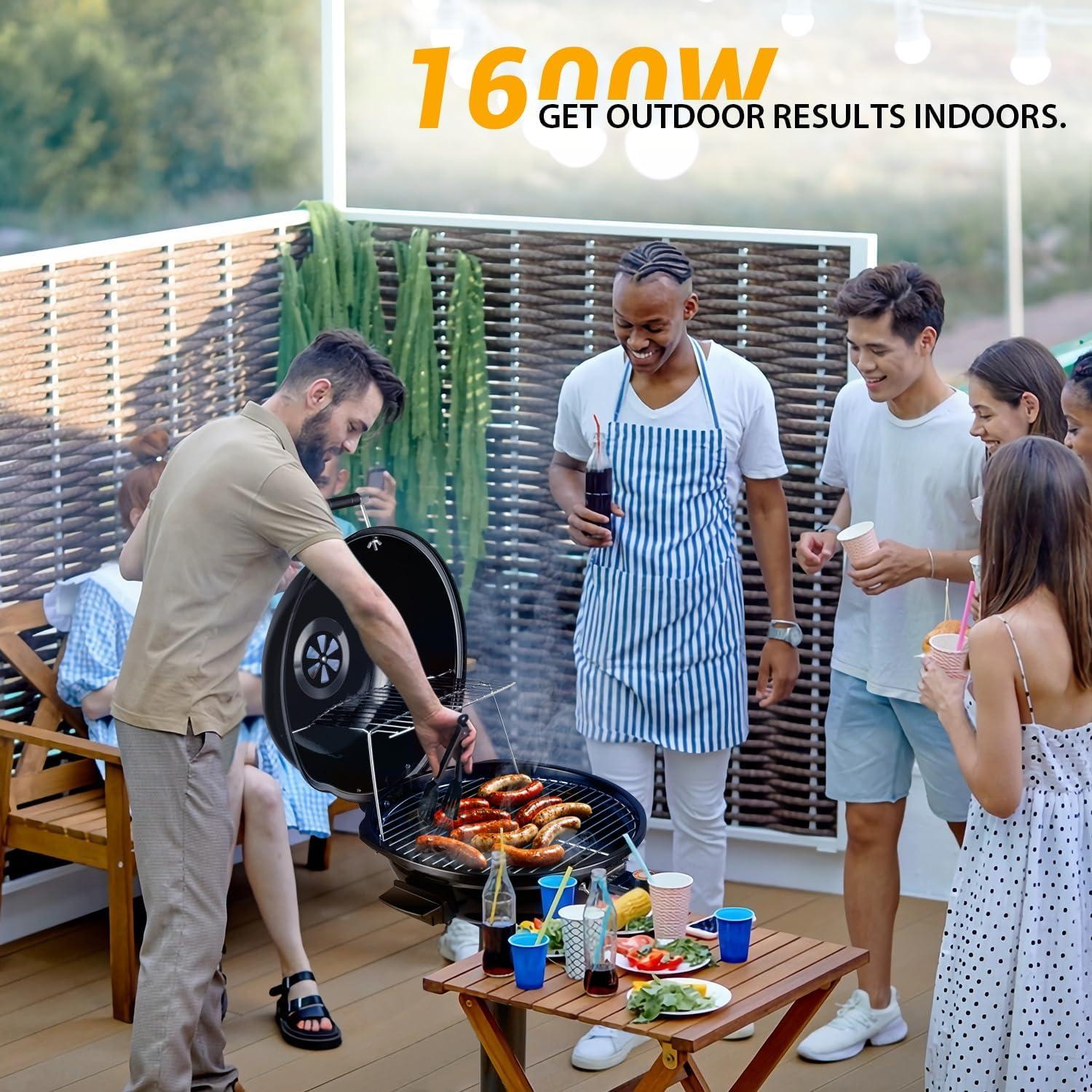 Parrilla Eléctrica Techwood para Exterior 1600W con Soporte