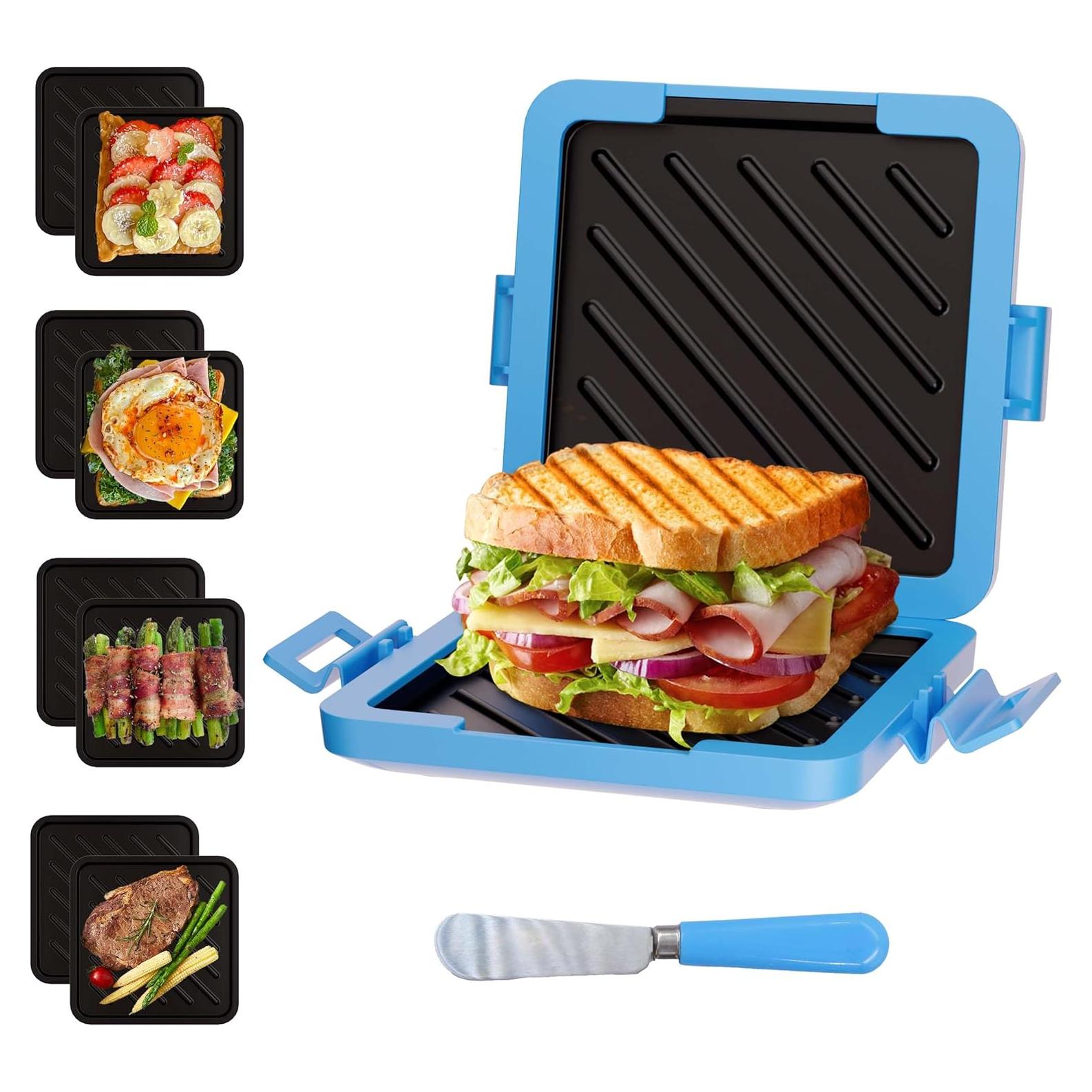 Grill de Sándwich Lkicwah Azul 15.24 cm Apto Microondas