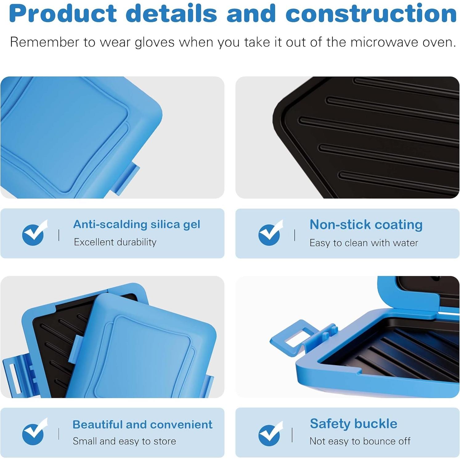 Grill de Sándwich Lkicwah Azul 15.24 cm Apto Microondas