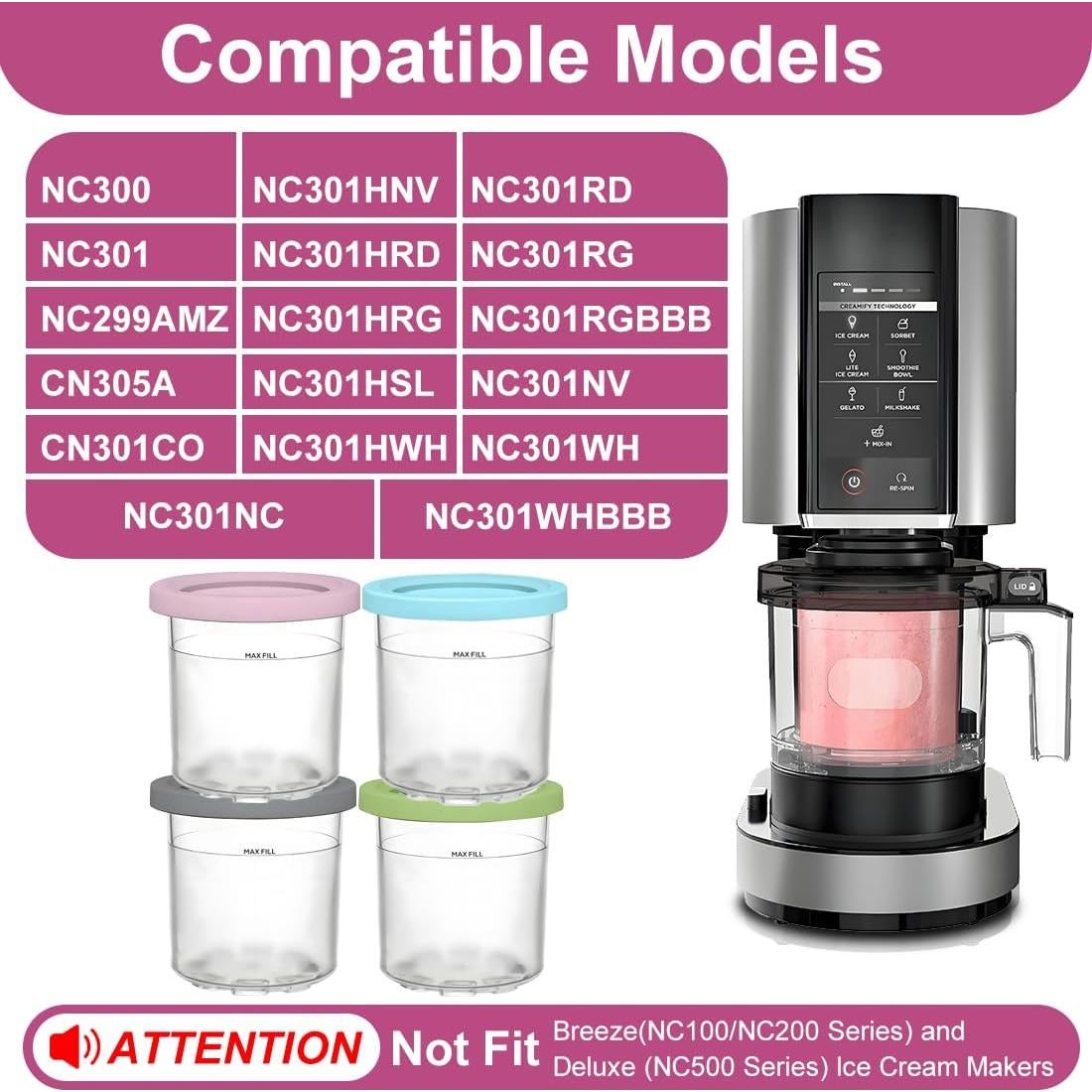 Recipientes Ninja Creami 4 Pints 0.47L Apto Lavavajillas