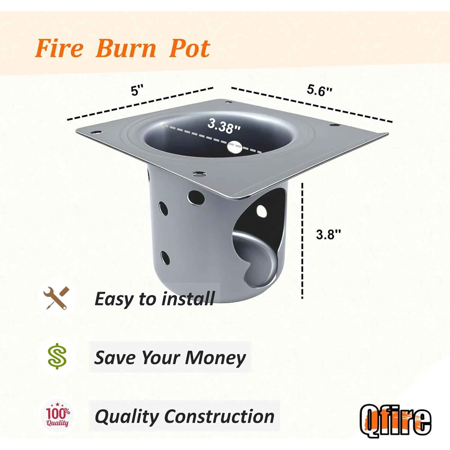 Tazón de Quema de Fuego Qfire Pro 1150 para Parrilla Pellet