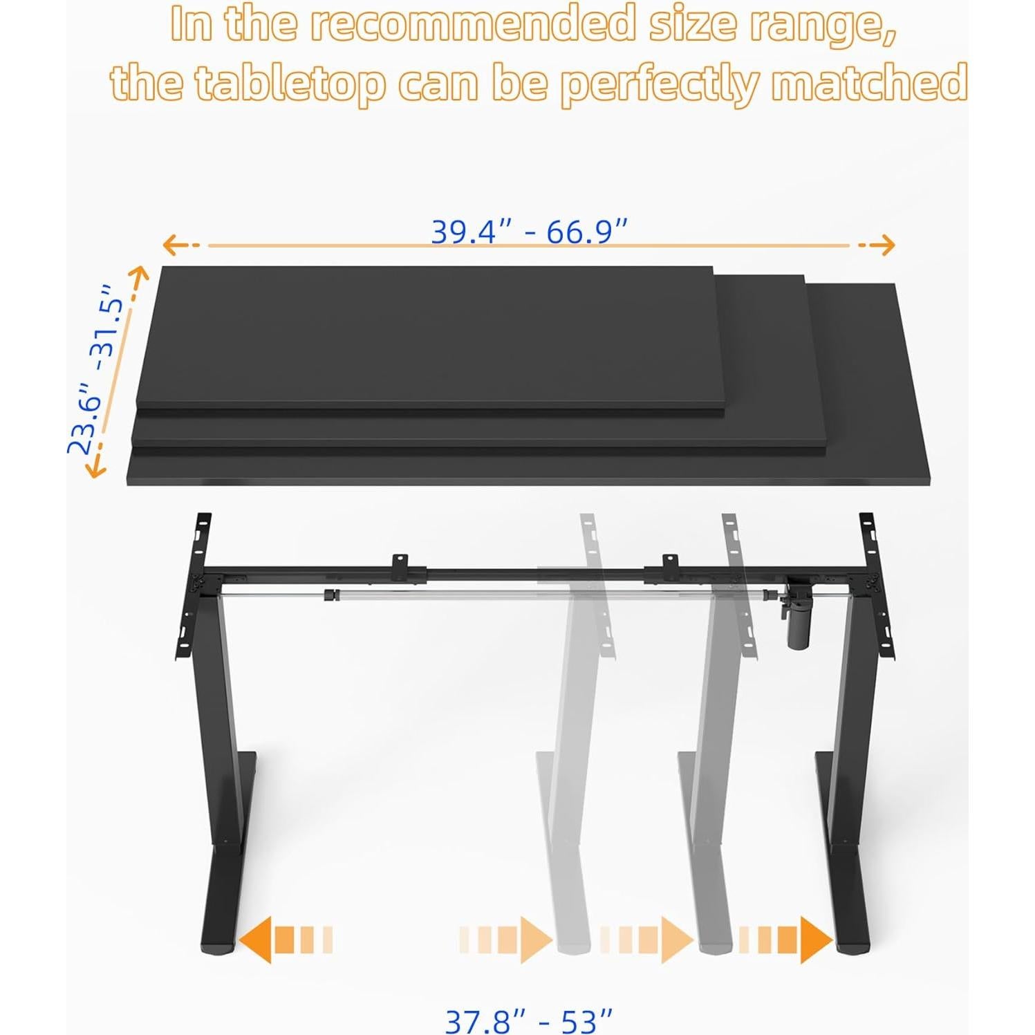 Marco de Escritorio de Pie YIHAYO Ajustable Negro 70-115 cm