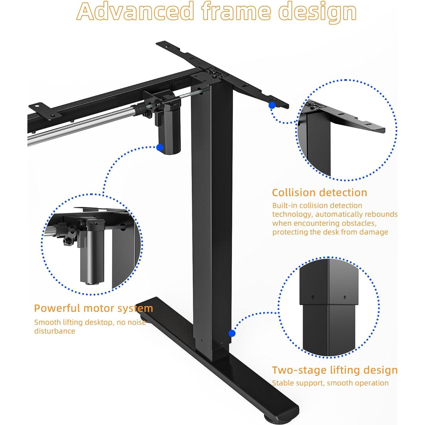 Marco de Escritorio de Pie YIHAYO Ajustable Negro 70-115 cm