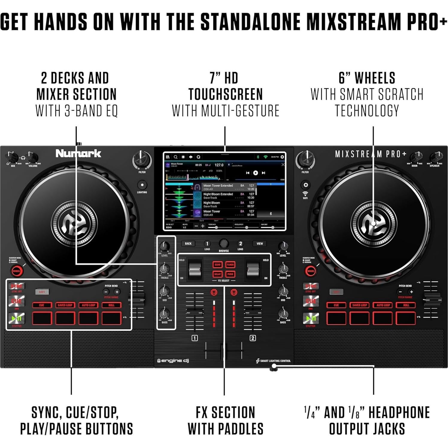 Controlador DJ Numark Mixstream Pro+ 2 decks con altavoces
