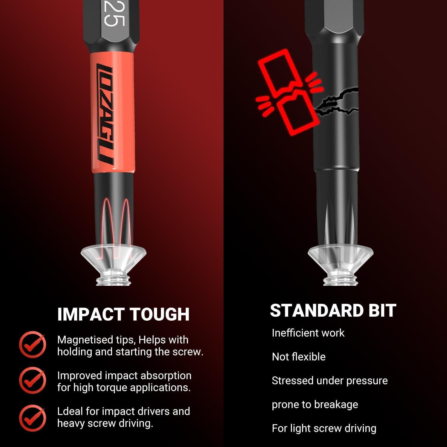 Juego de 10 Puntas Torx T20 Magnéticas LOZAGU 50-152mm