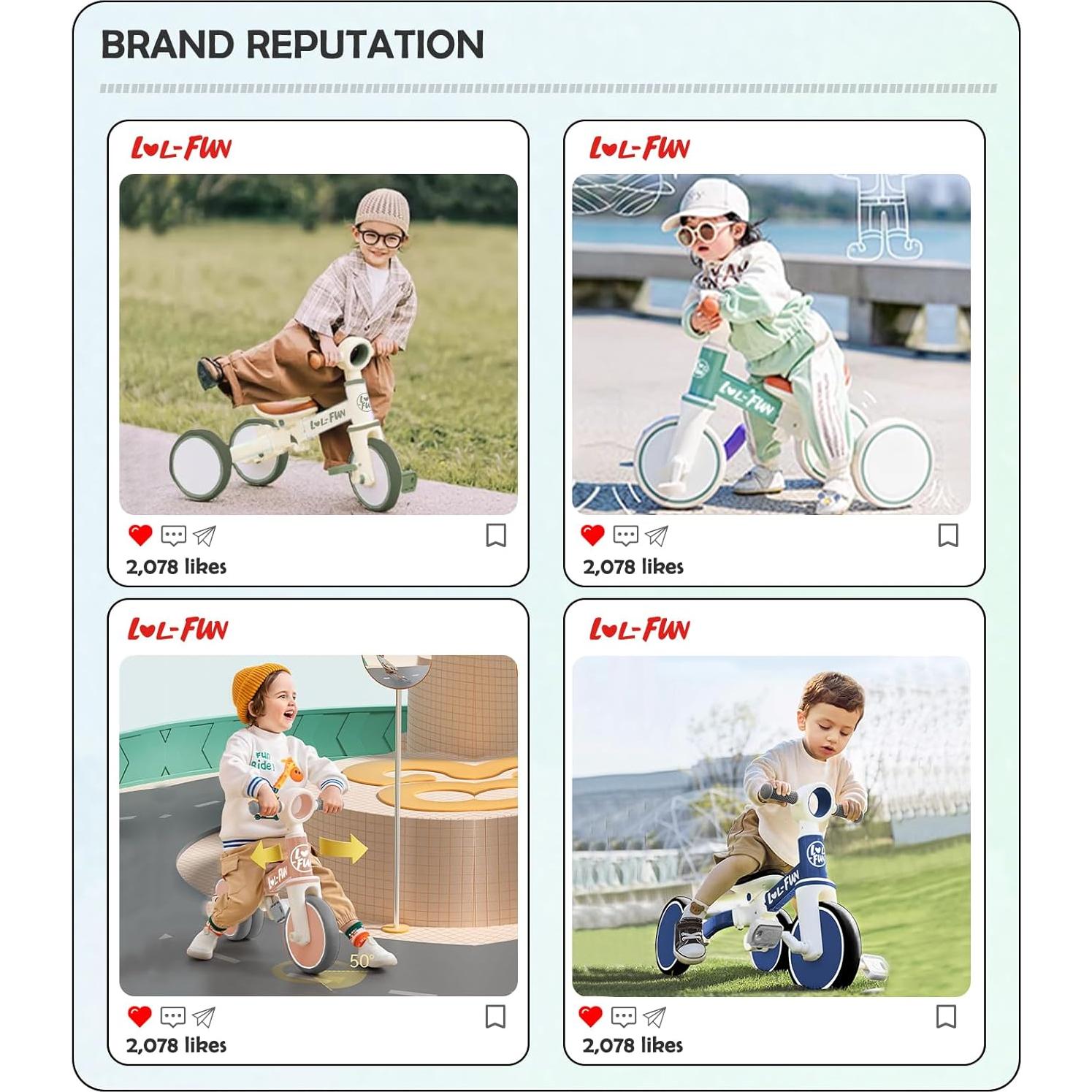 Bicicleta de Equilibrio 4 en 1 LOL-FUN para Niños 1-4 Años