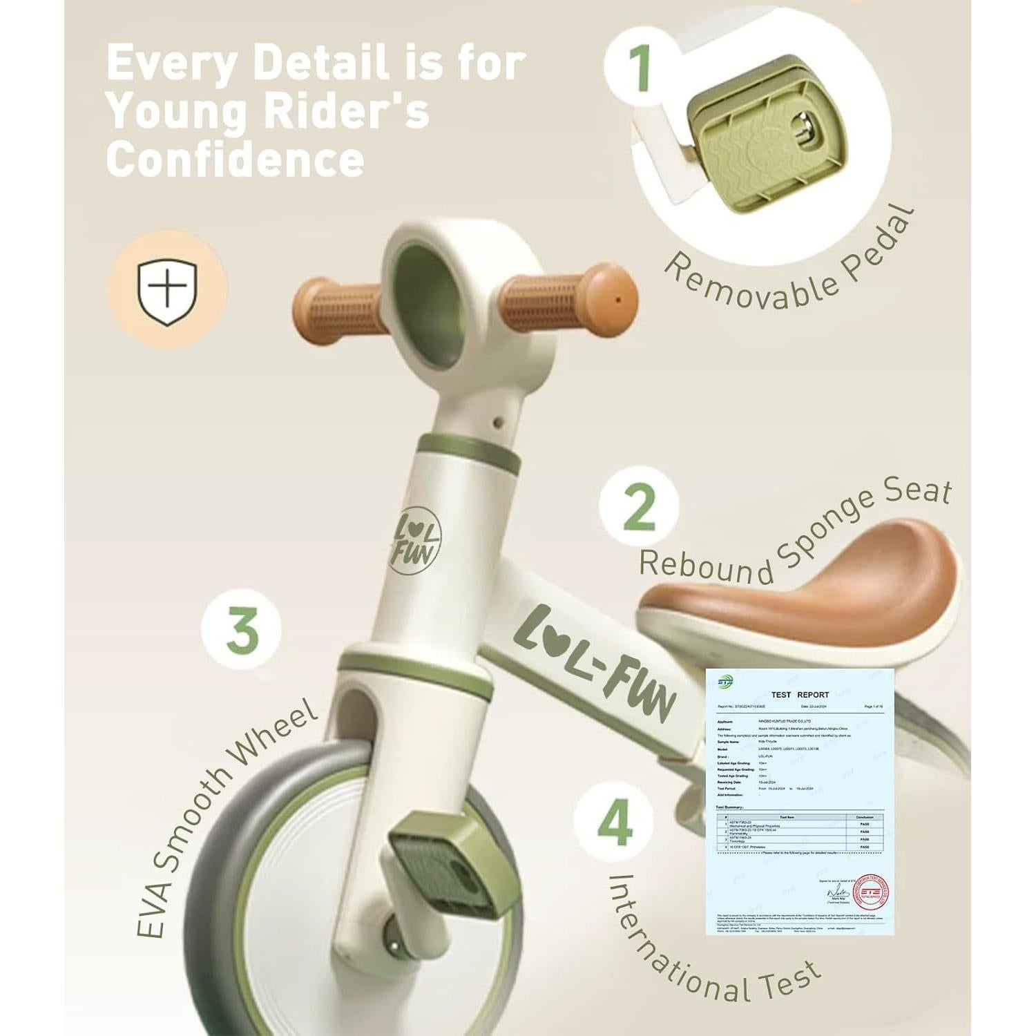 Bicicleta de Equilibrio 4 en 1 LOL-FUN para Niños 1-4 Años