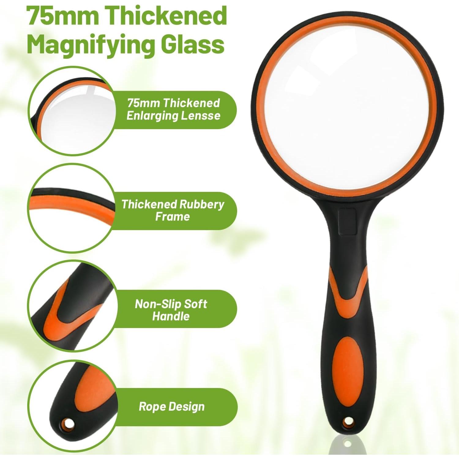 Lupa de Mano MODOWEY 10x 75mm Irrompible Naranja - Paquete de 4