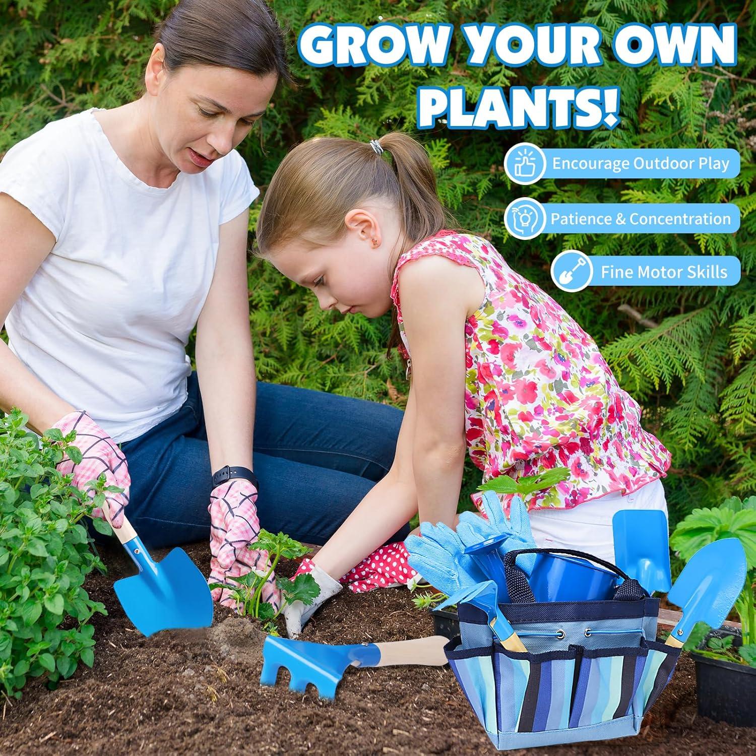 Juego de Jardinería para Niños Fuzzy Pixie 6 Piezas Azul