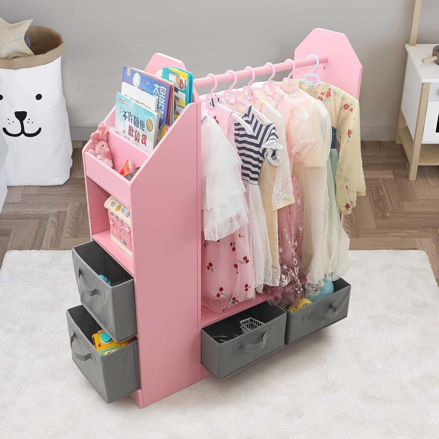 Vestidor Infantil Karl Home con Espejo Rosa 107 cm