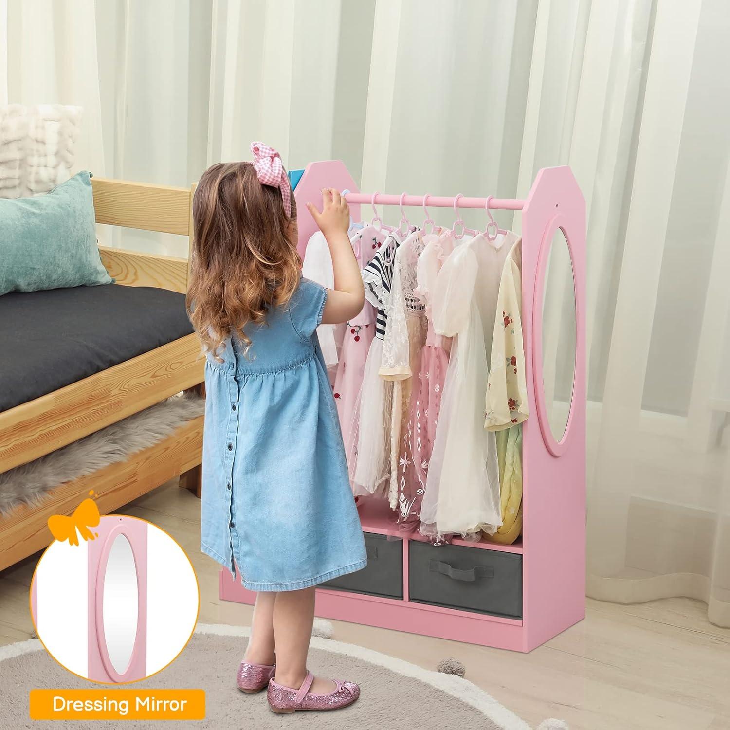 Vestidor Infantil Karl Home con Espejo Rosa 107 cm