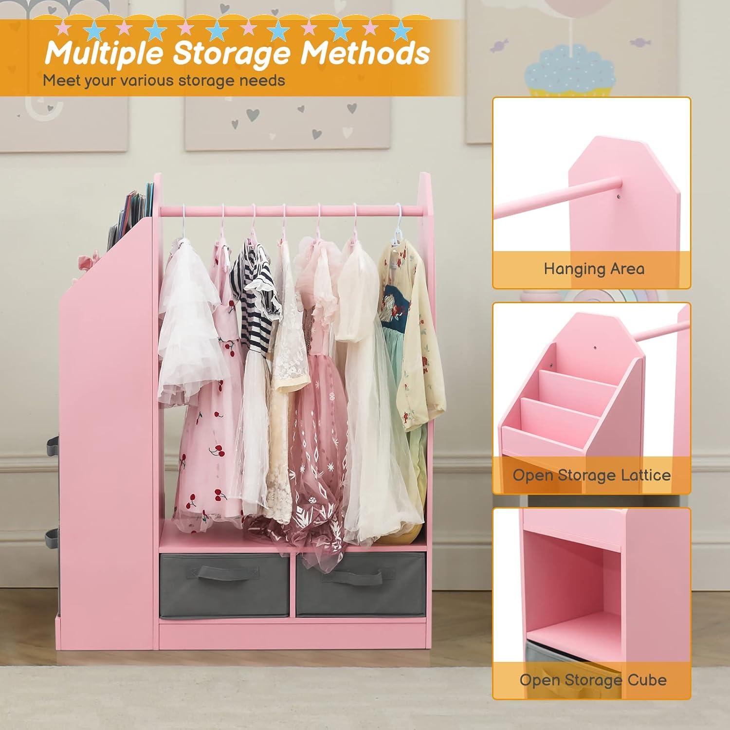 Vestidor Infantil Karl Home con Espejo Rosa 107 cm