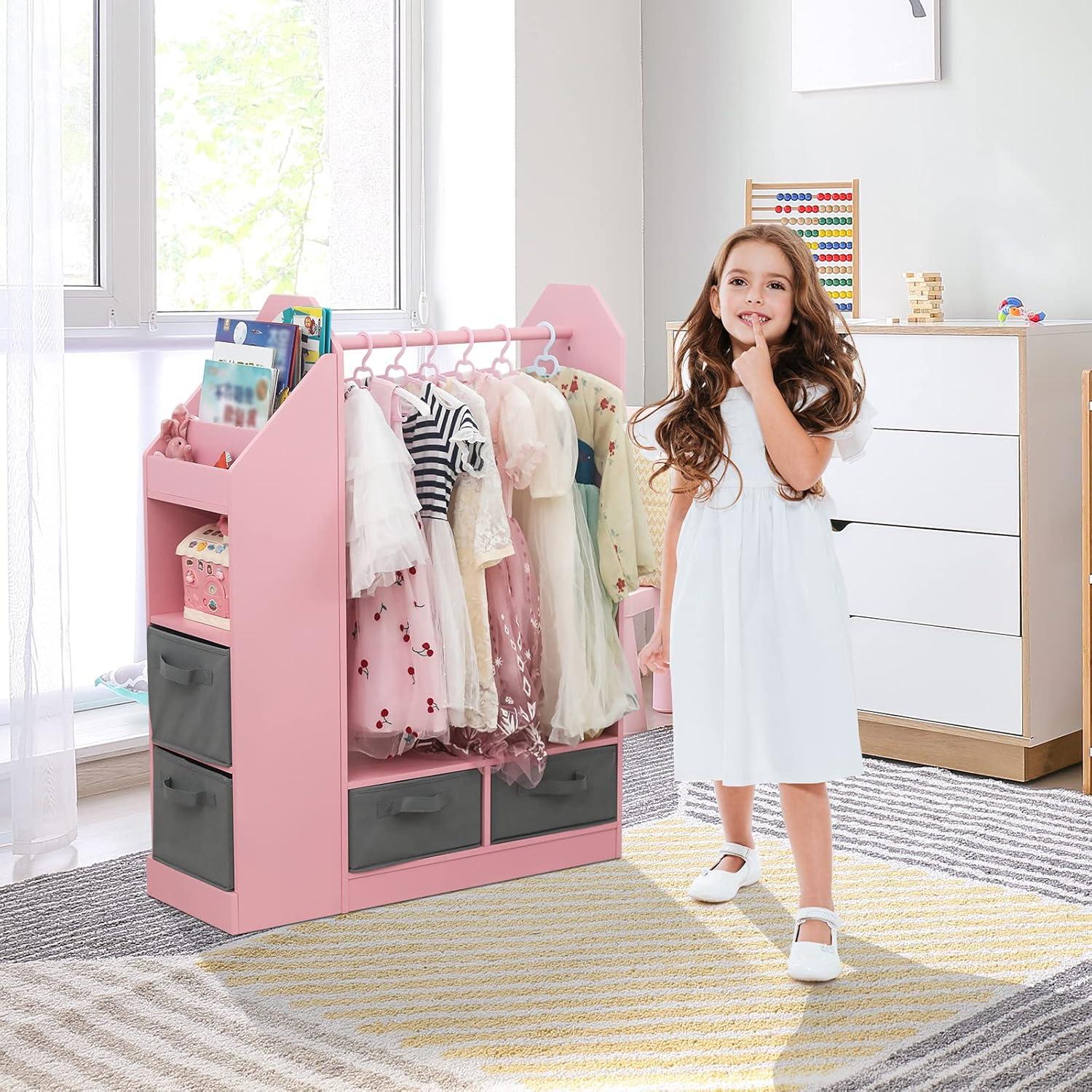 Vestidor Infantil Karl Home con Espejo Rosa 107 cm