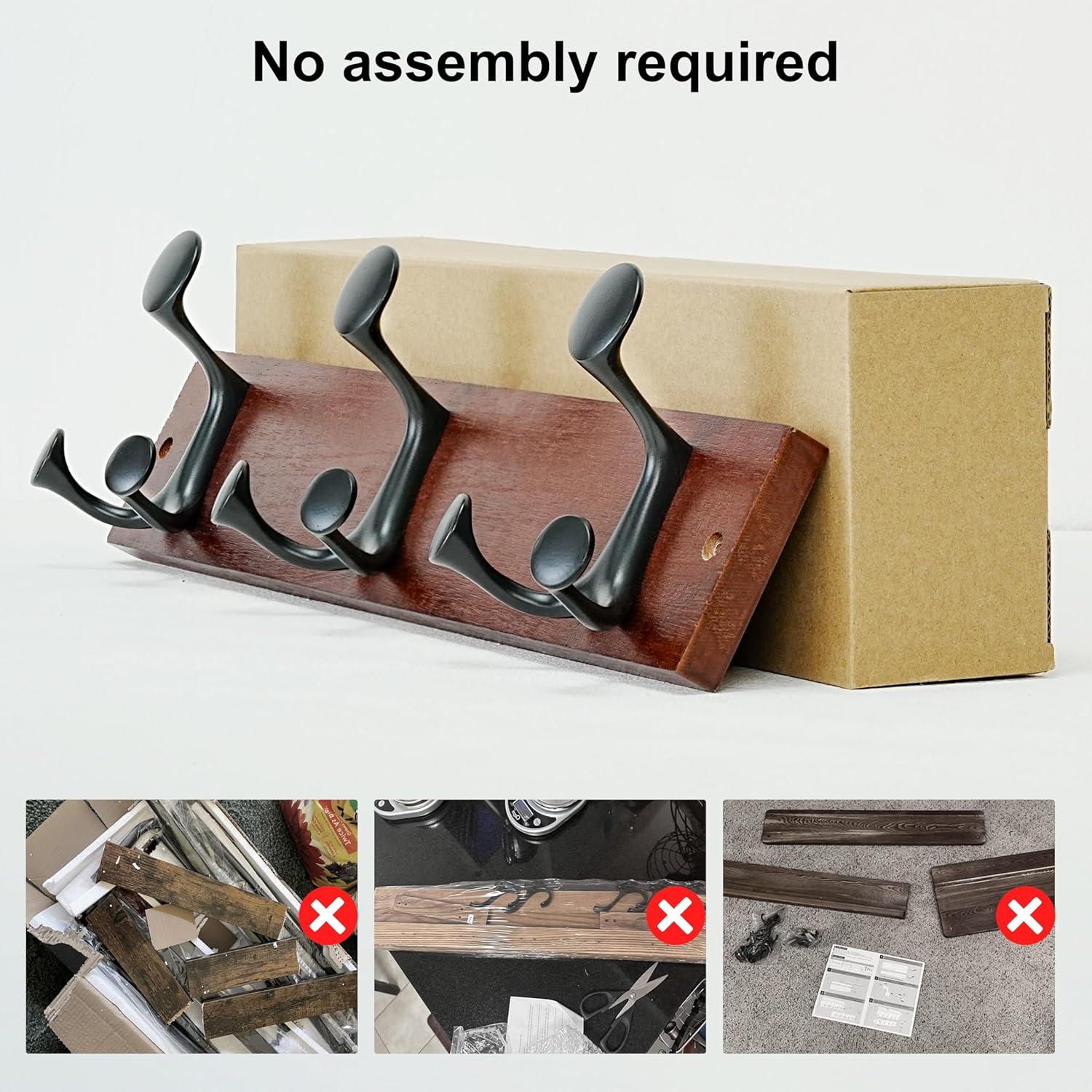 Perchero de Madera SKOLOO 42.93x8x6 cm con 3 Ganchos