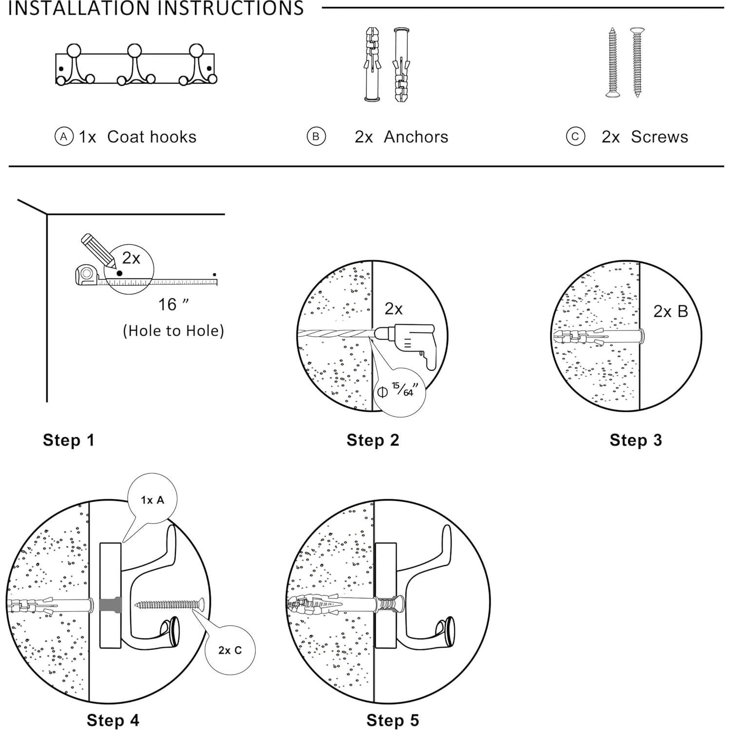 Perchero de Madera SKOLOO 42.93x8x6 cm con 3 Ganchos