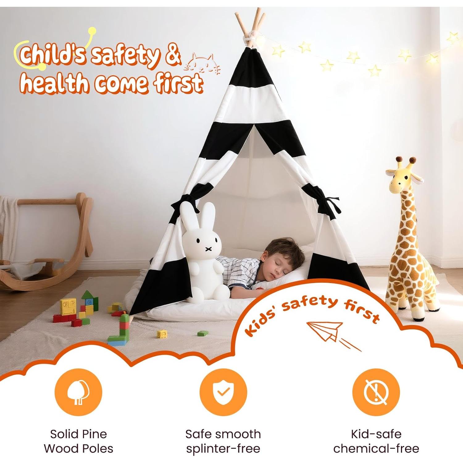 Tienda Teepee para Niños xiaowantong Rayas Negras 2.78 kg
