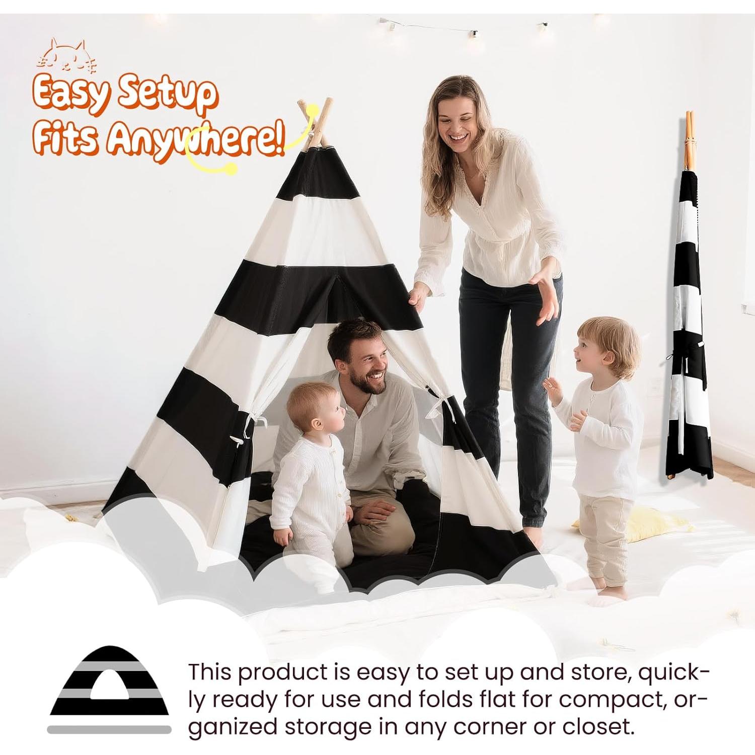 Tienda Teepee para Niños xiaowantong Rayas Negras 2.78 kg