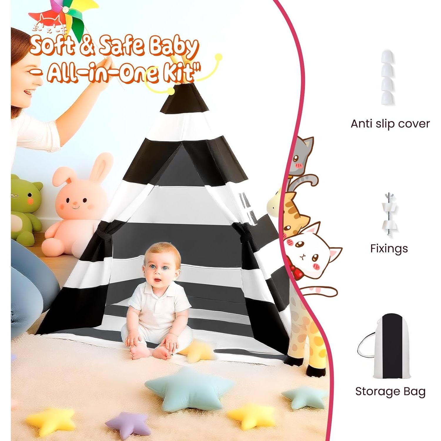 Tienda Teepee para Niños xiaowantong Rayas Negras 2.78 kg