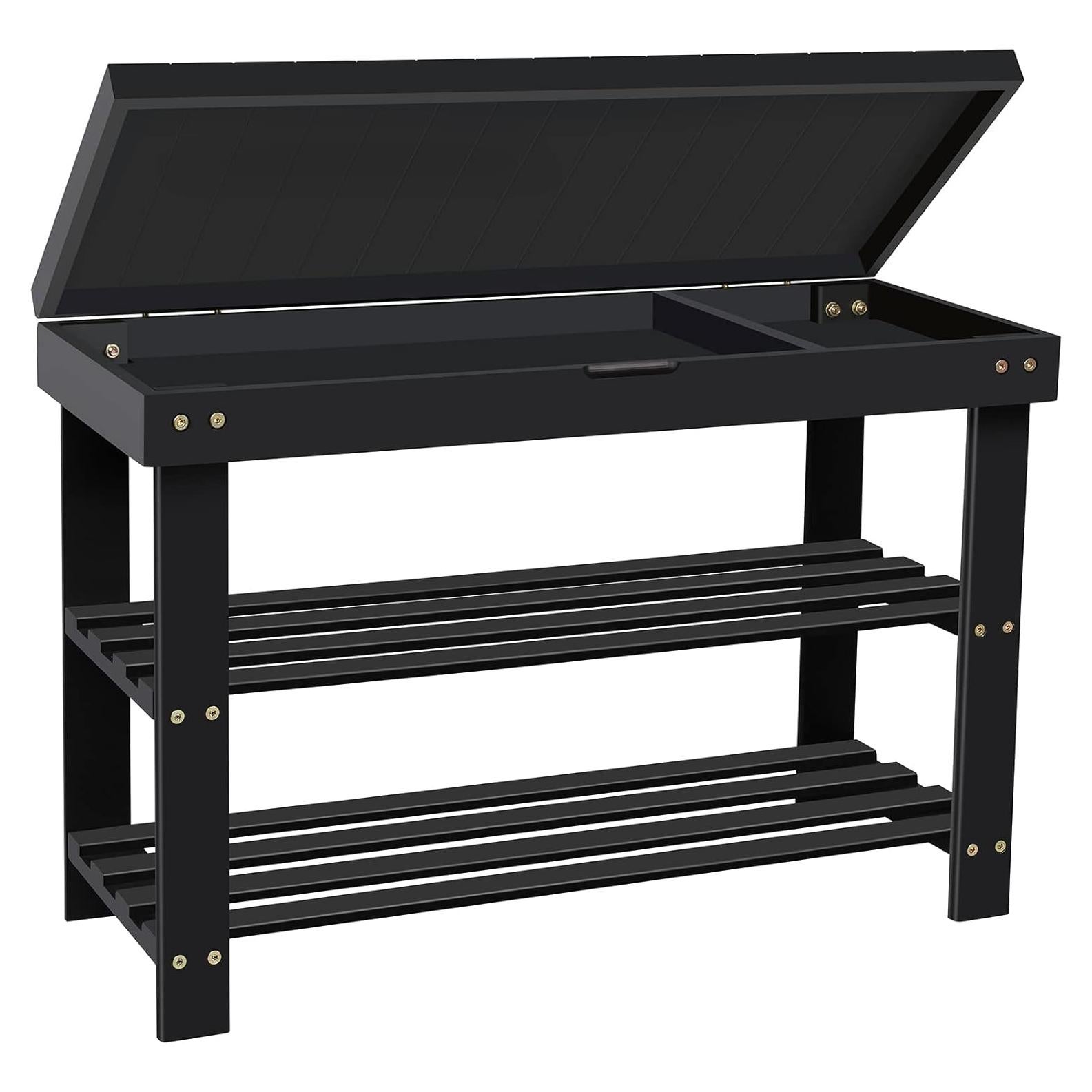 Banco para Zapatos BAMBUROBA de Bambú 3 Niveles Negro