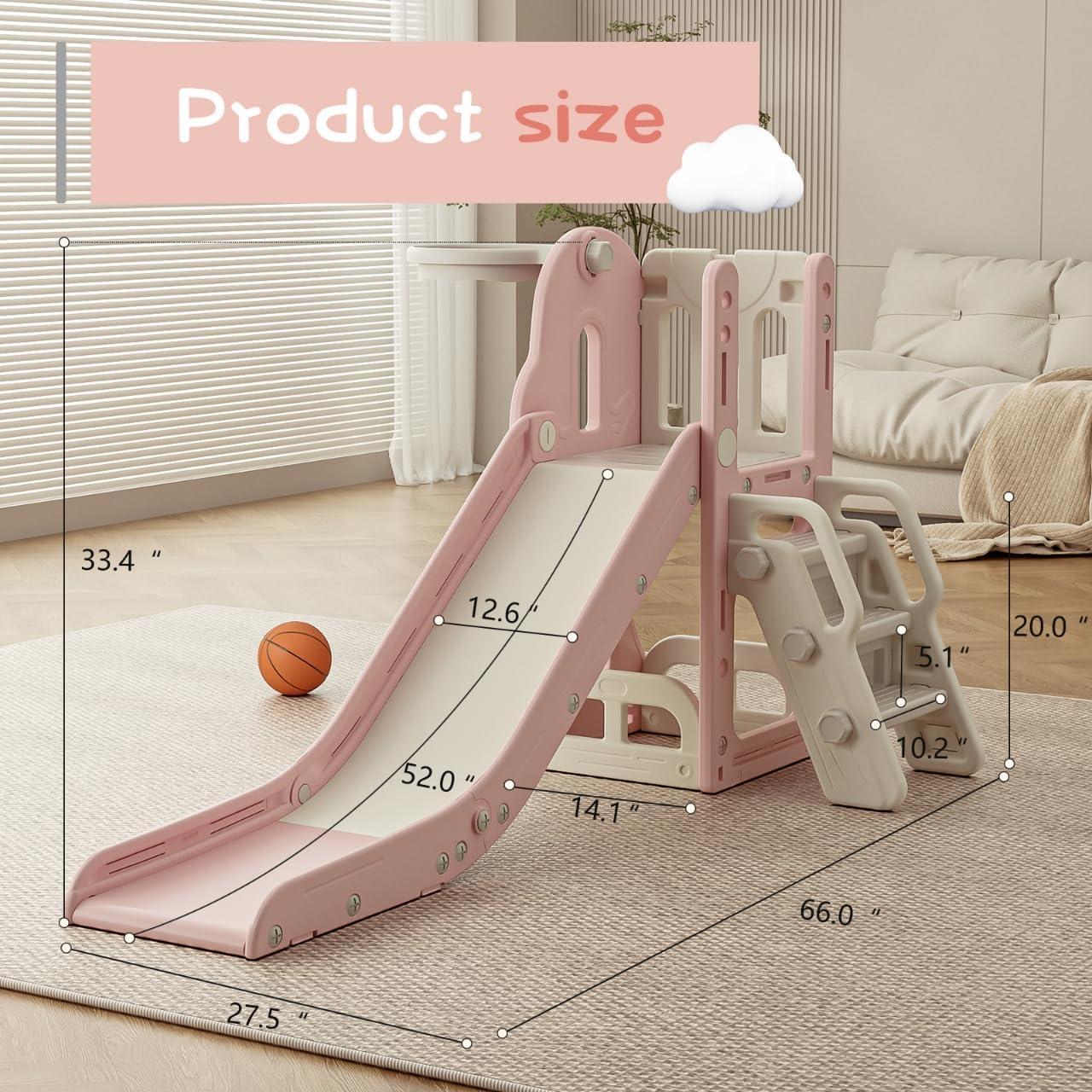 Tobogán para Niños Baotree con Escalador y Aro de Baloncesto