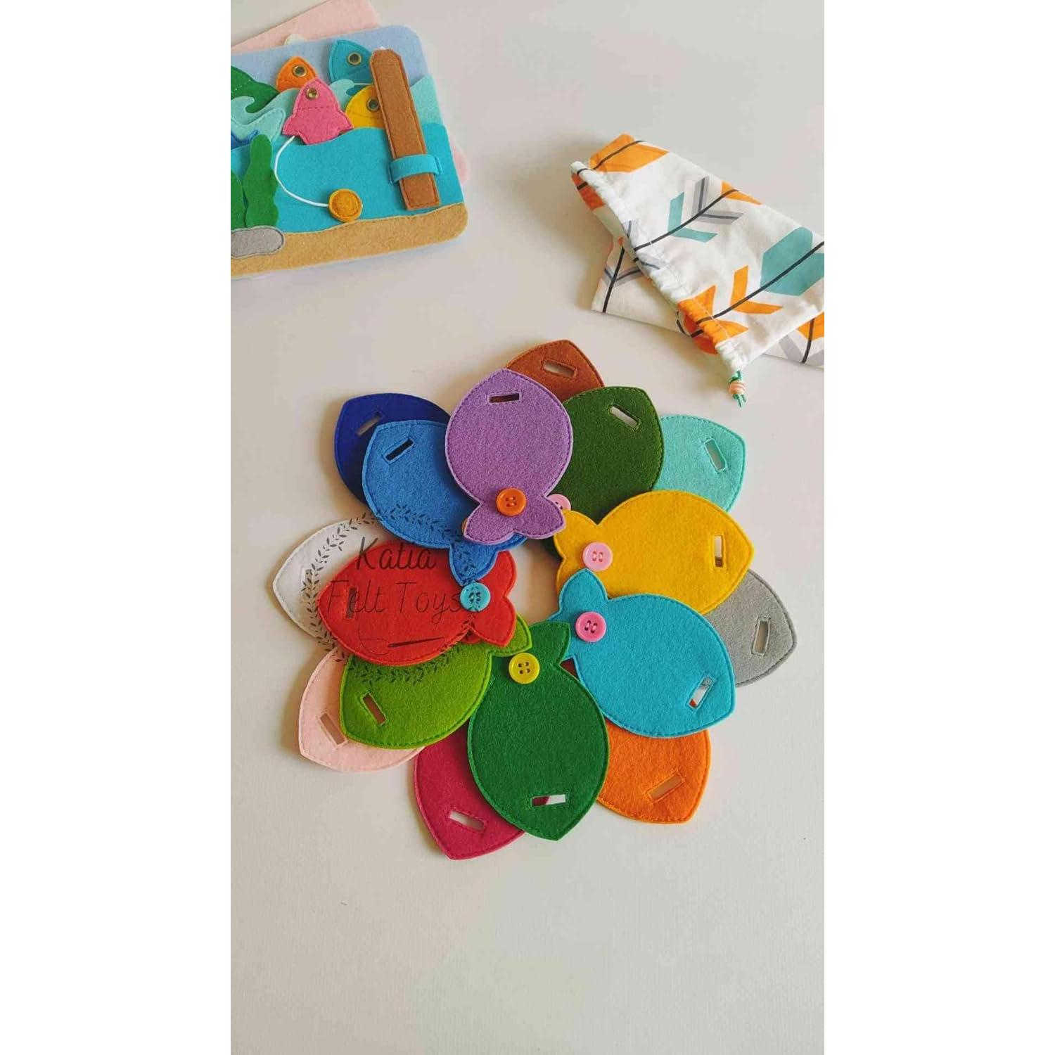Juego de Pesca Montessori con Botones - 16 Piezas Educativas