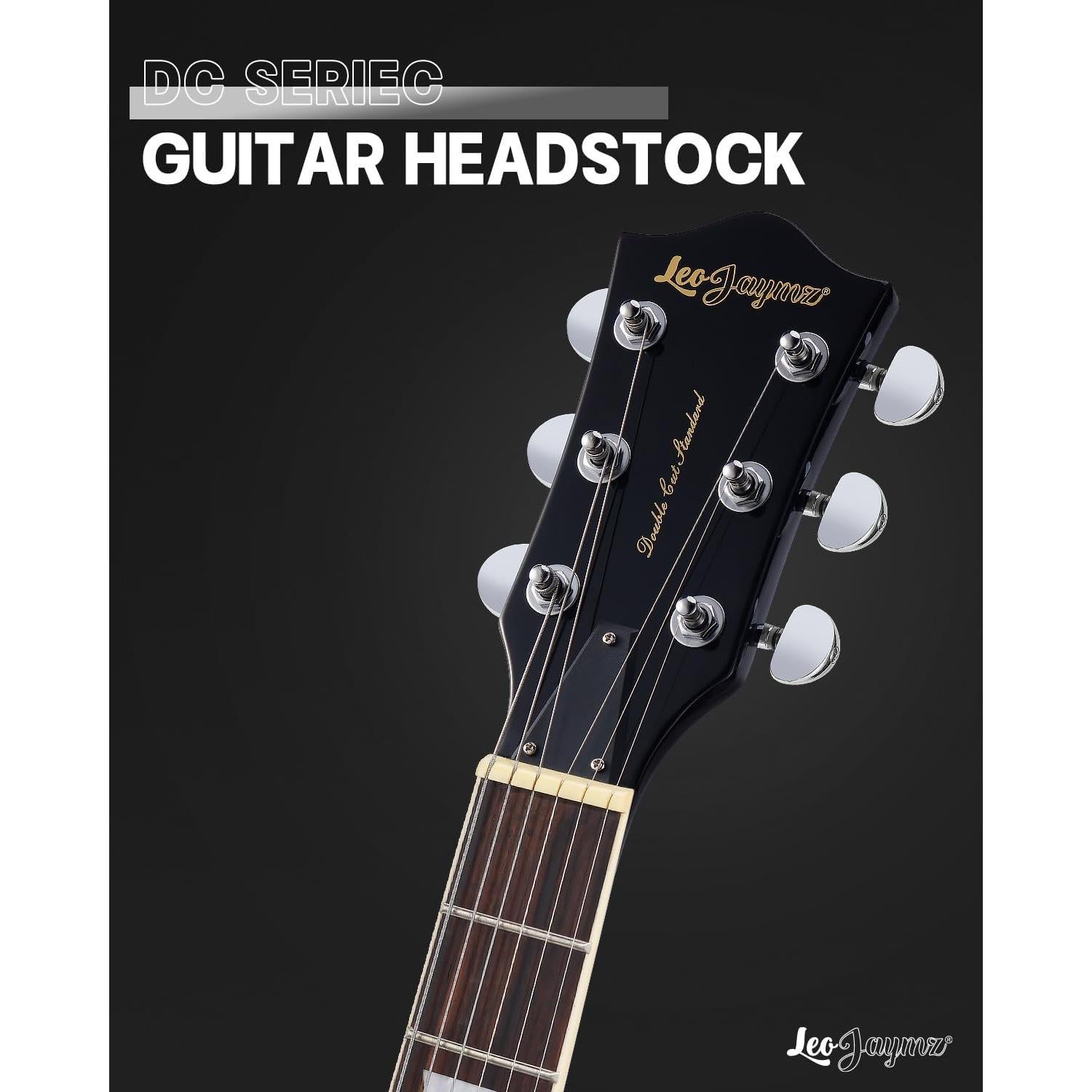 Guitarra Eléctrica Leo Jaymz 39" Cuerpo Sólido Álamo Negro