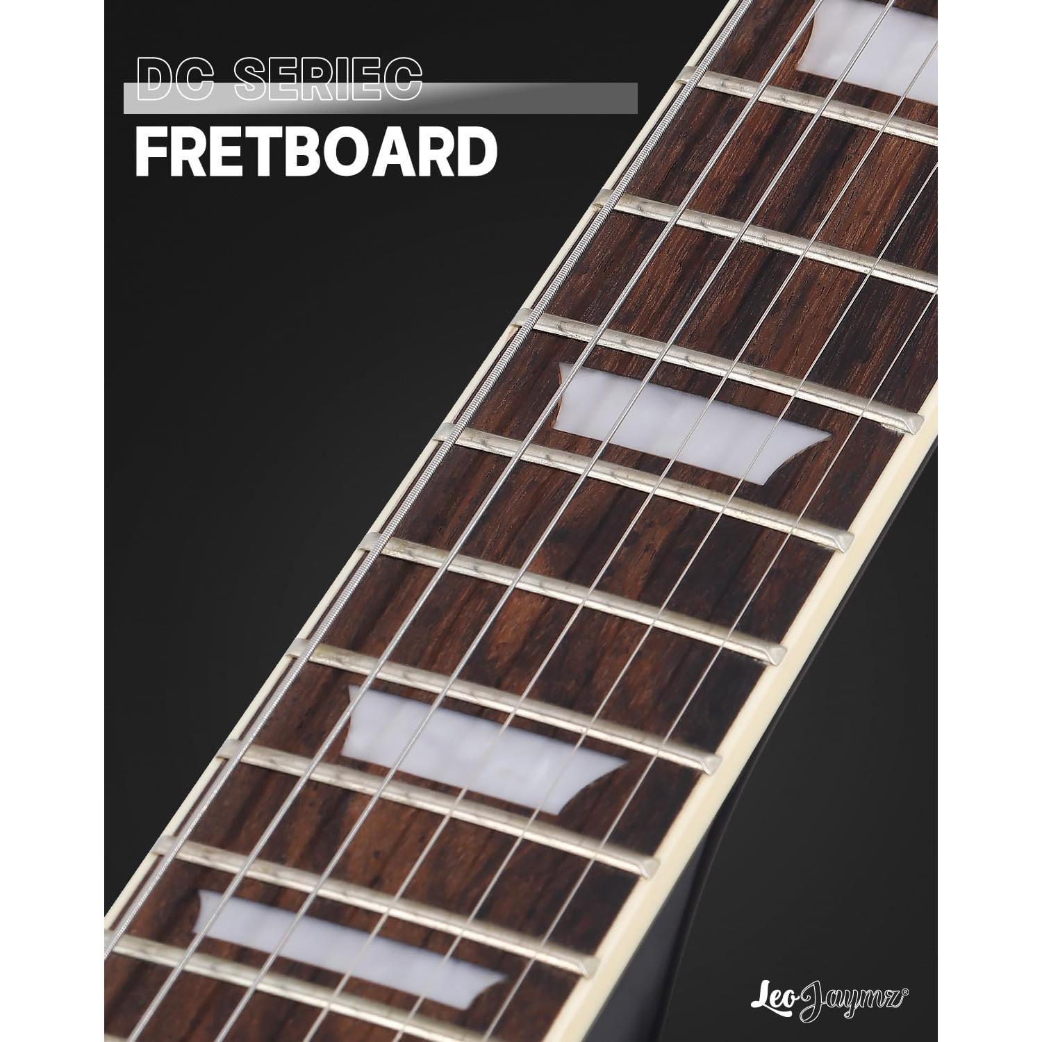 Guitarra Eléctrica Leo Jaymz 39" Cuerpo Sólido Álamo Negro