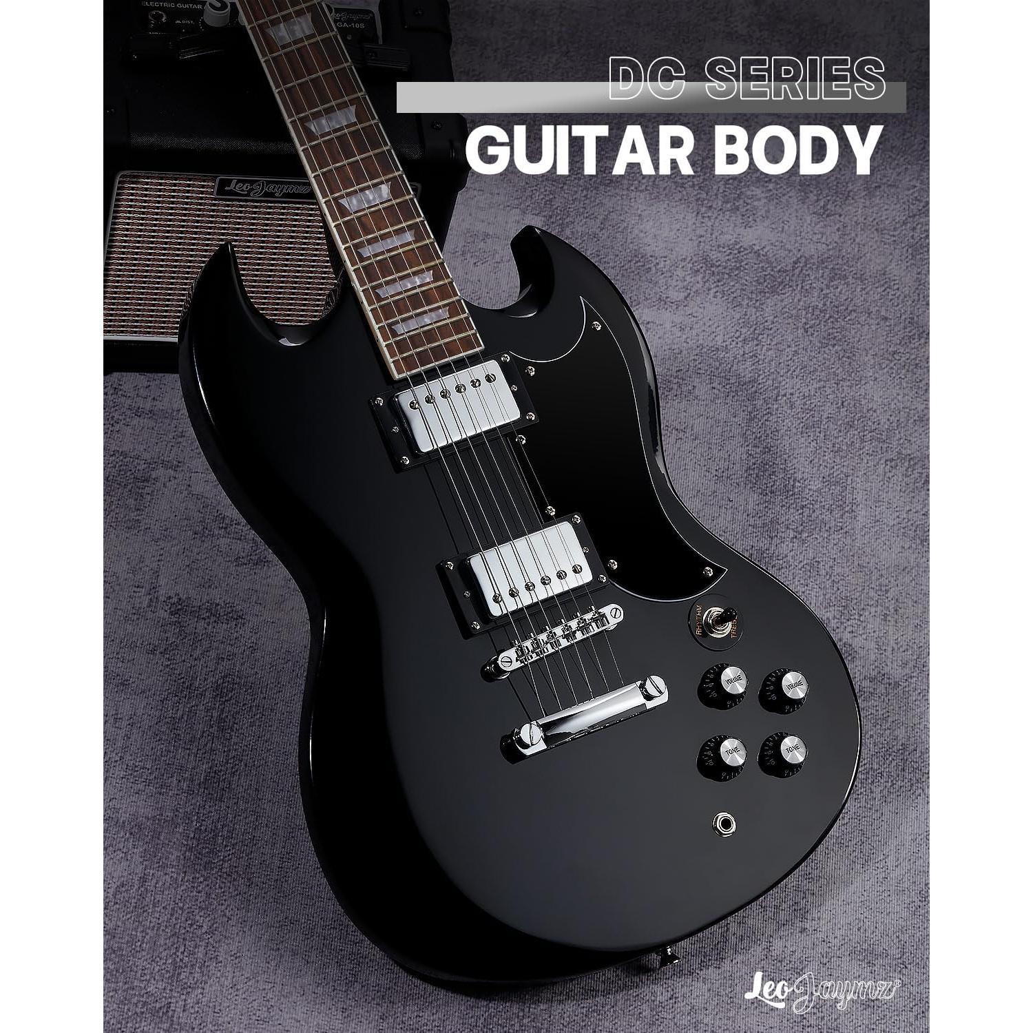 Guitarra Eléctrica Leo Jaymz 39" Cuerpo Sólido Álamo Negro