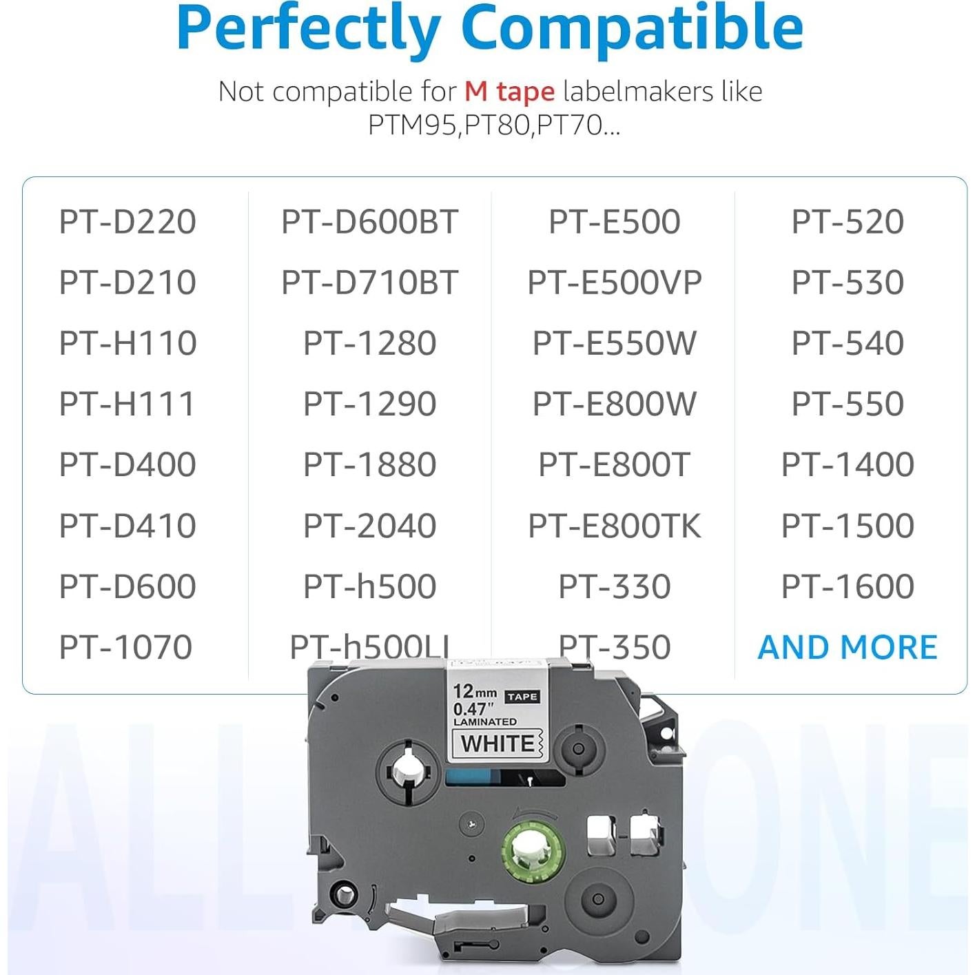 Cinta de Etiquetadora INKIFY TZe-231 12mm Negro sobre Blanco