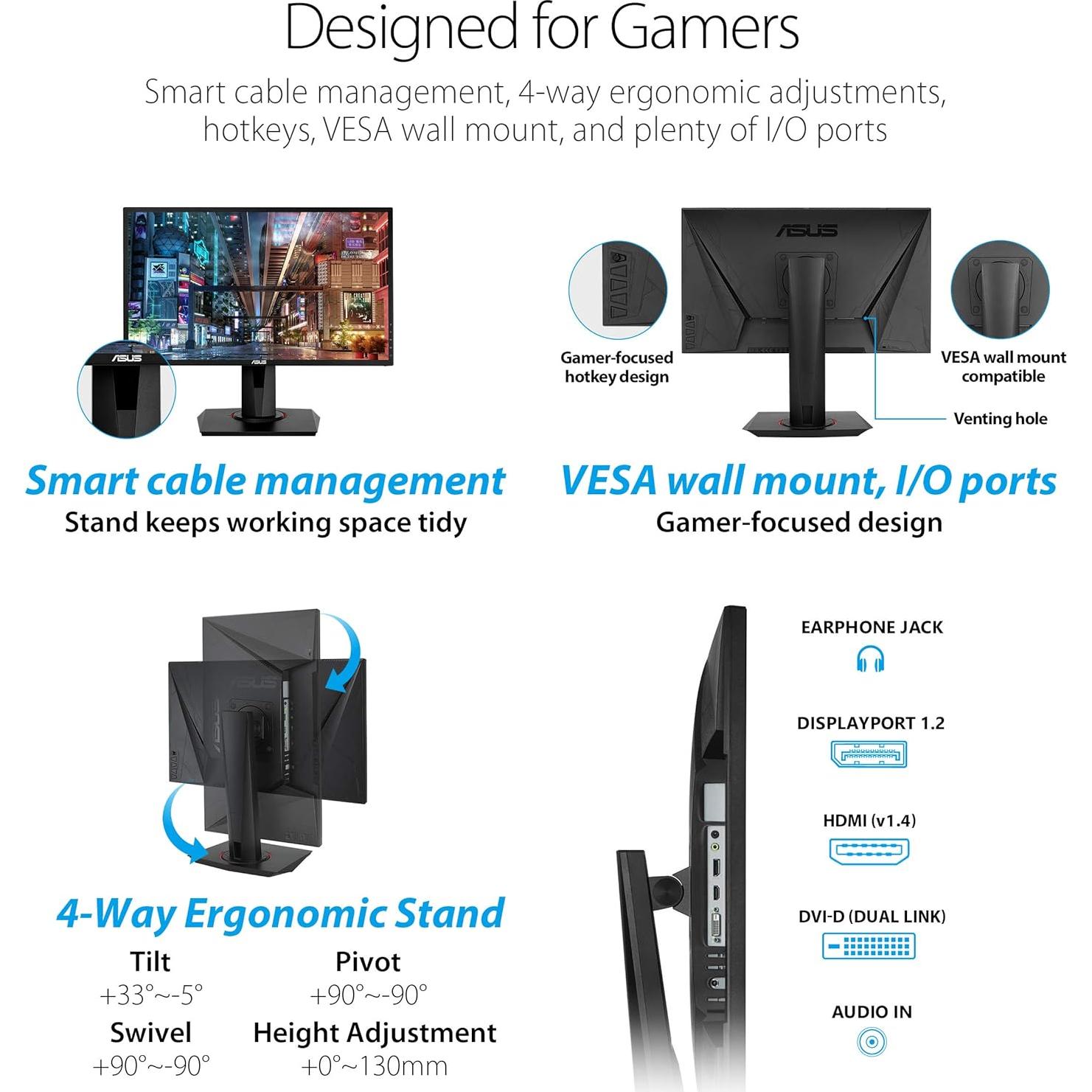 Monitor de Juegos ASUS VG248QG 24" G-SYNC 165Hz 1080p