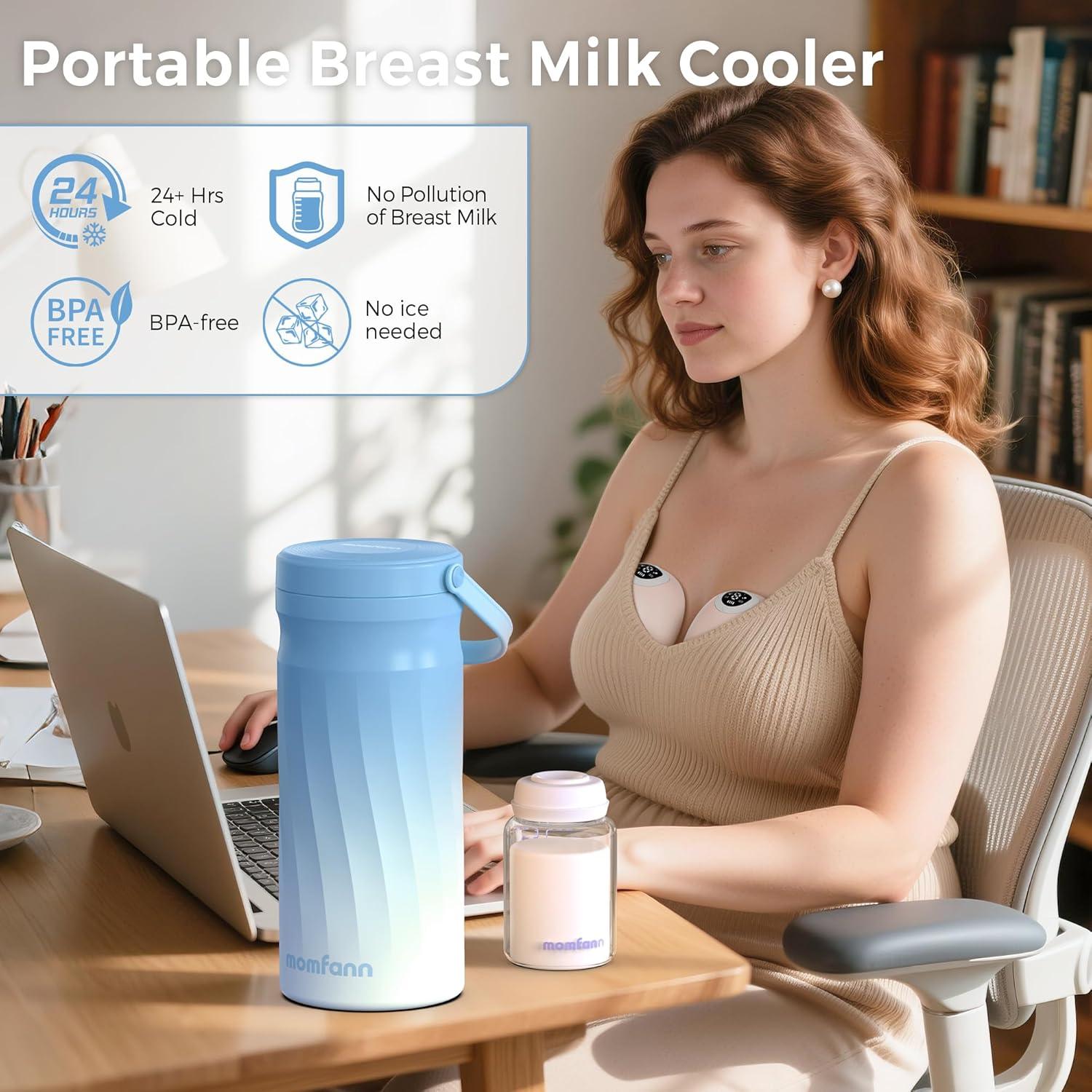 Enfriador de Leche Materna Portátil MOMFANN 20oz Acero Inoxidable