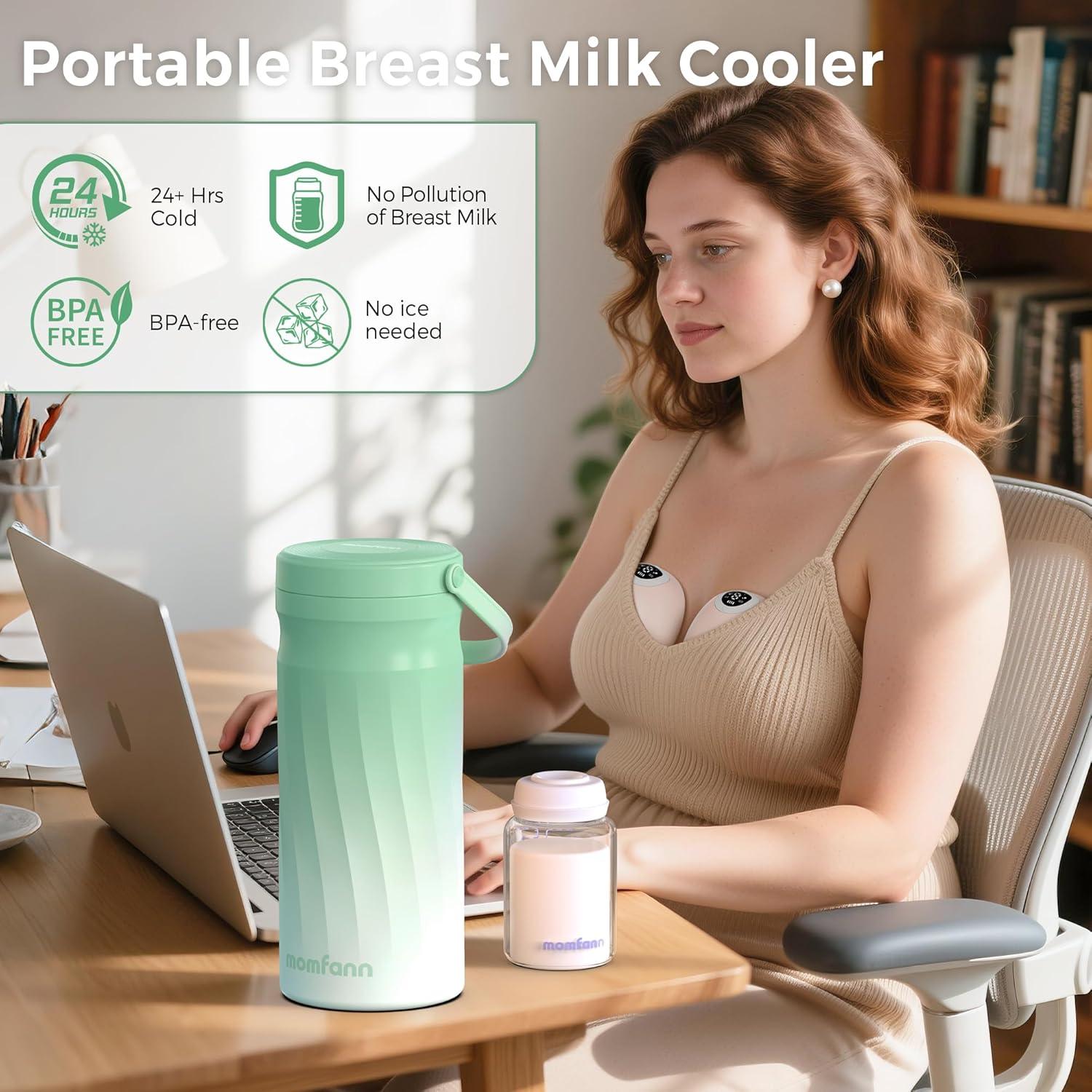 Enfriador de Leche Materna MOMFANN Acero Inoxidable 20oz Verde