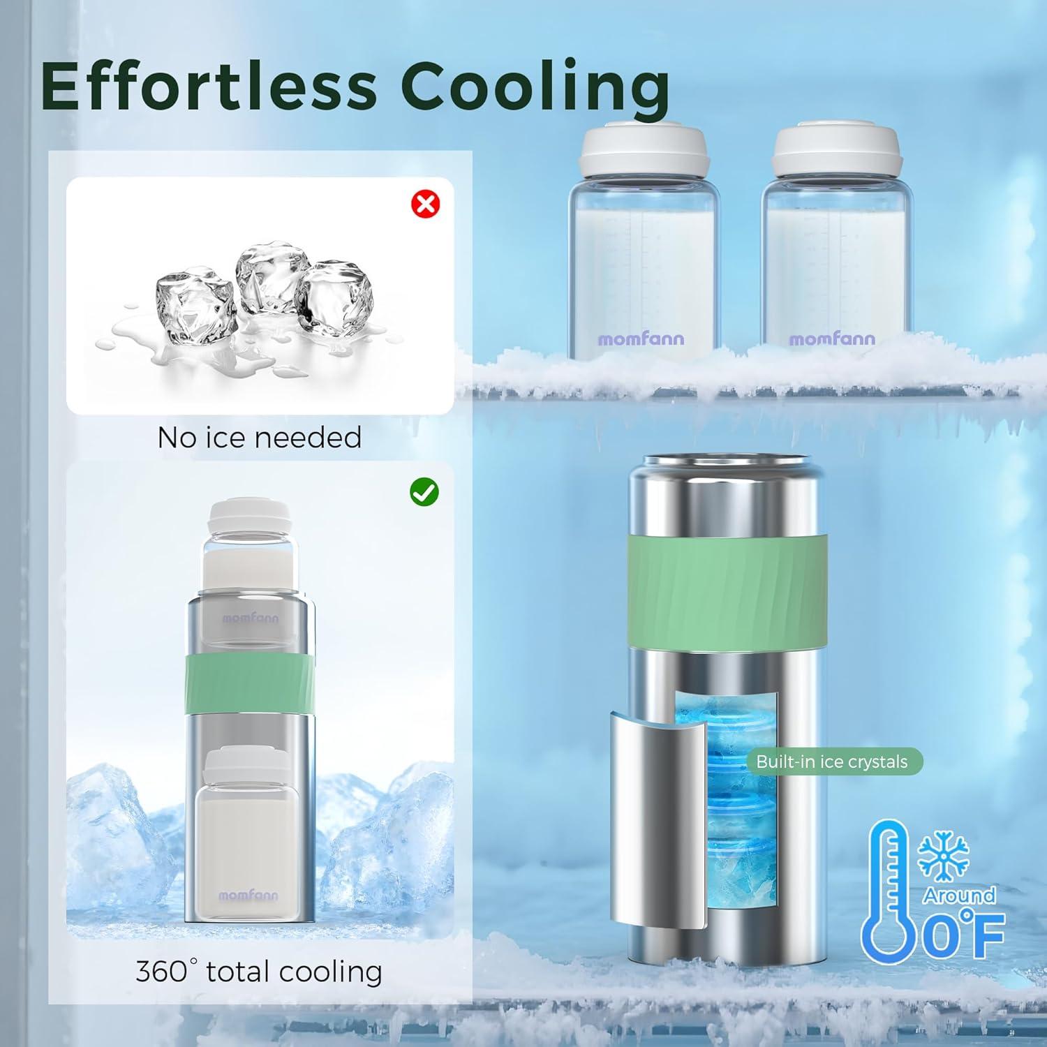 Enfriador de Leche Materna MOMFANN Acero Inoxidable 20oz Verde