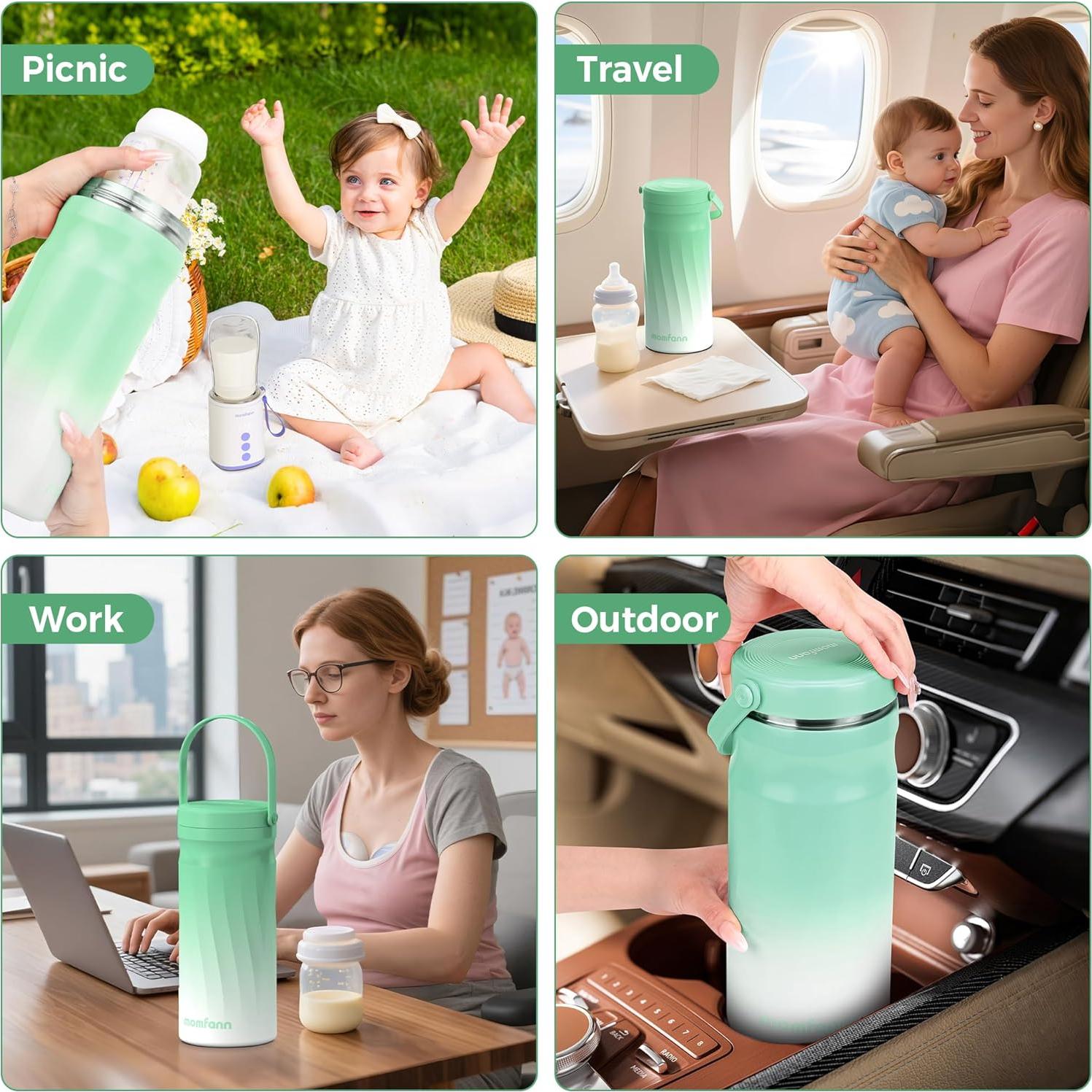 Enfriador de Leche Materna MOMFANN Acero Inoxidable 20oz Verde