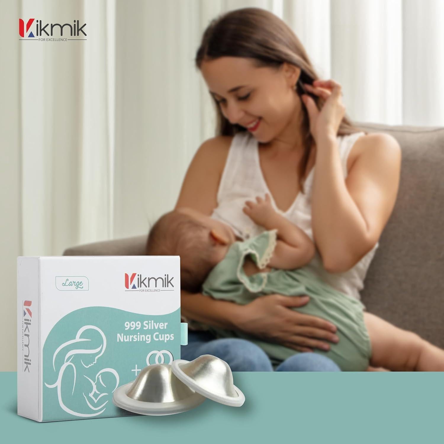 Copas de Lactancia de Plata 999 O-Feel Grande - Alivio y Protección