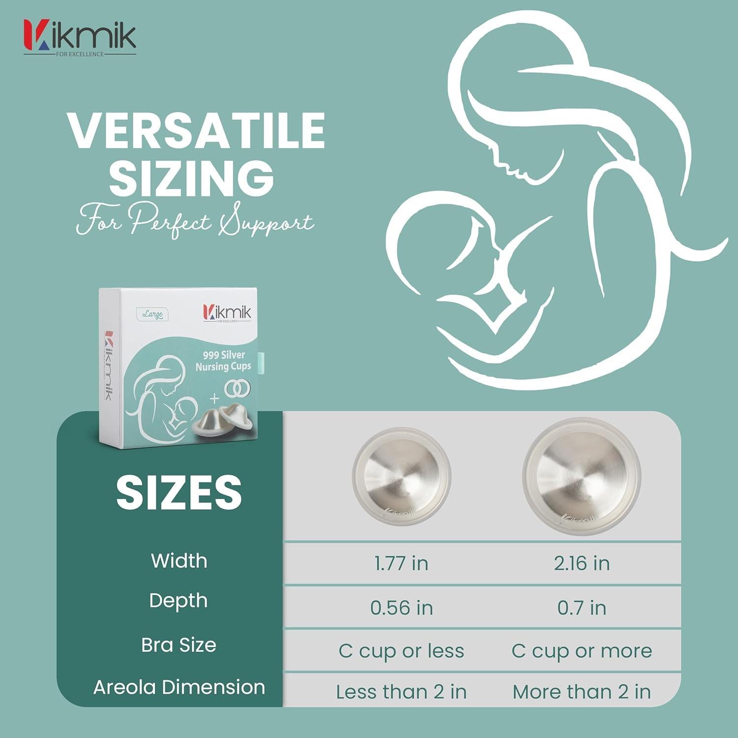 Copas de Lactancia de Plata 999 O-Feel Grande - Alivio y Protección