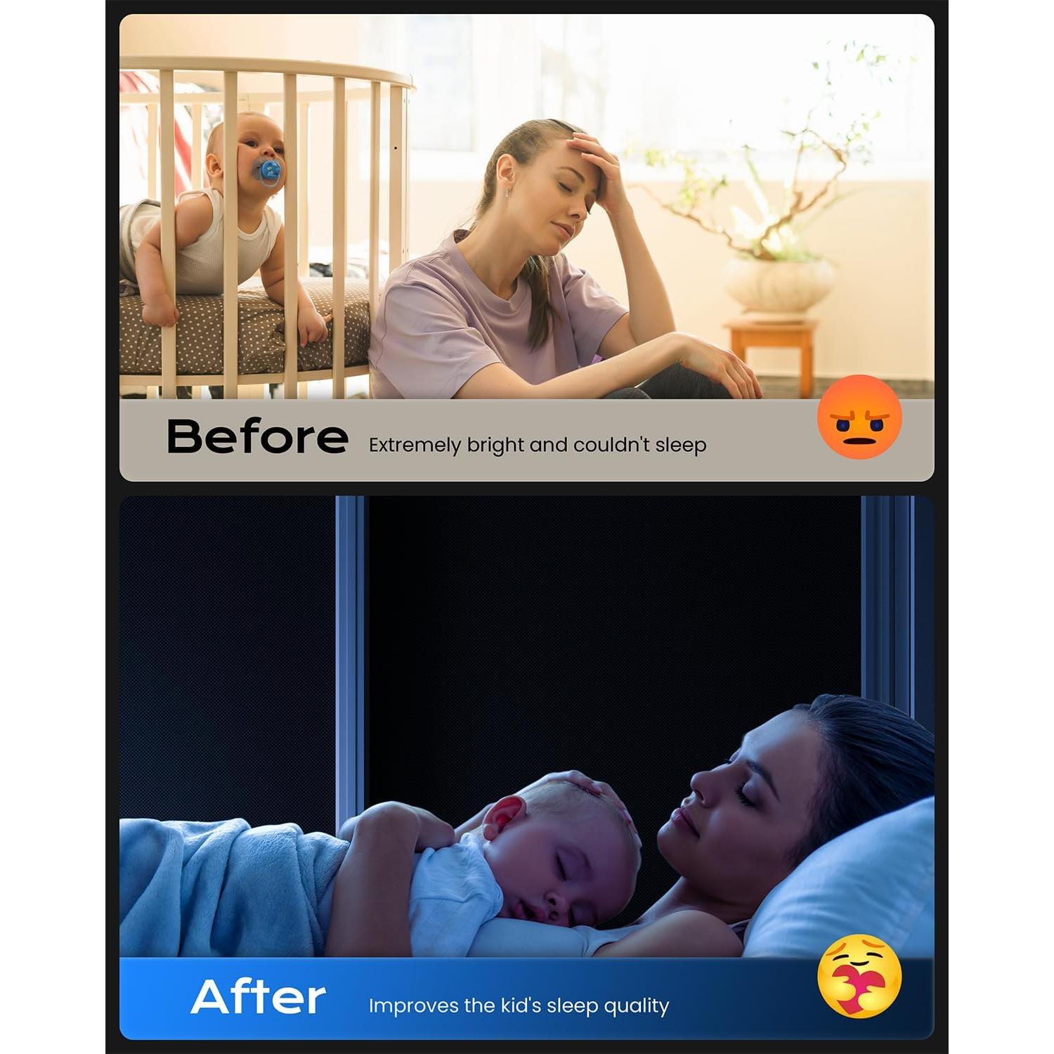 Cortinas Blackout G-WACK 30x91 cm, Portátiles sin Taladrar, Negro