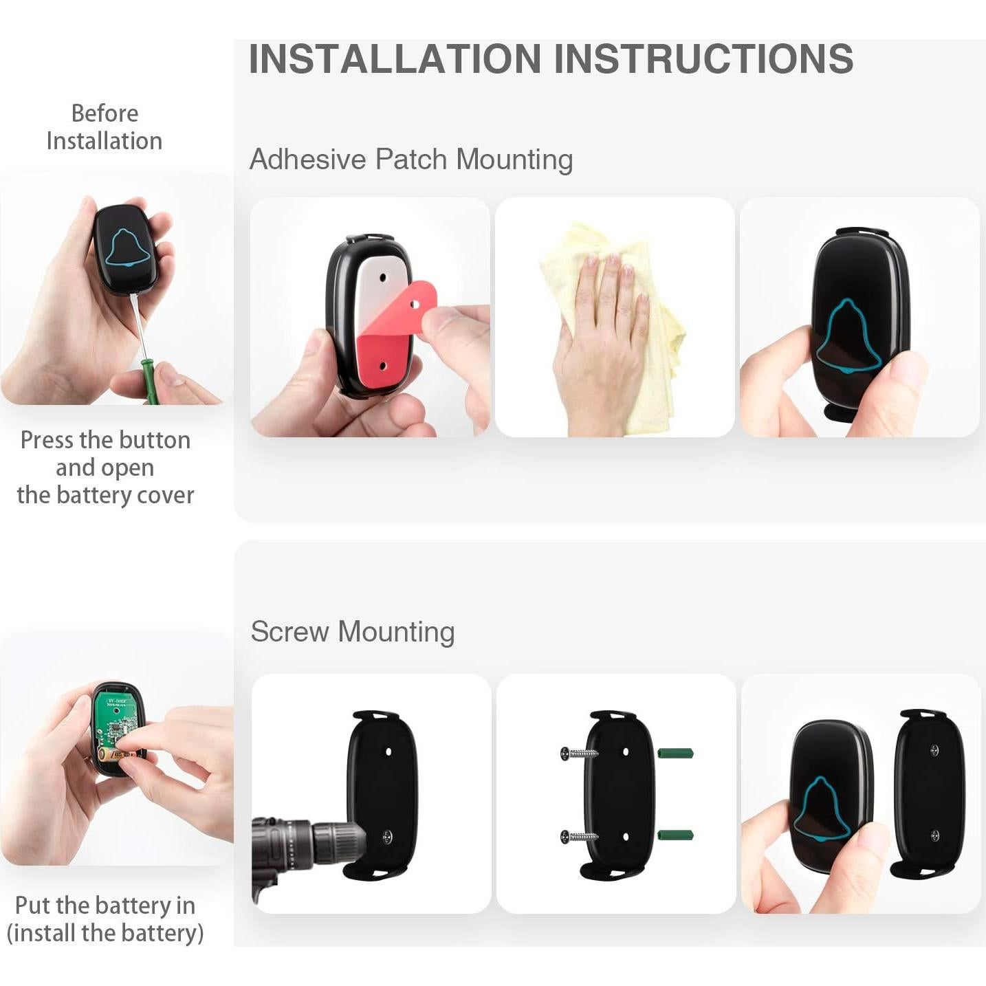 Timbre Inalámbrico BO YING a Prueba de Agua 304.8m 38 Tonos