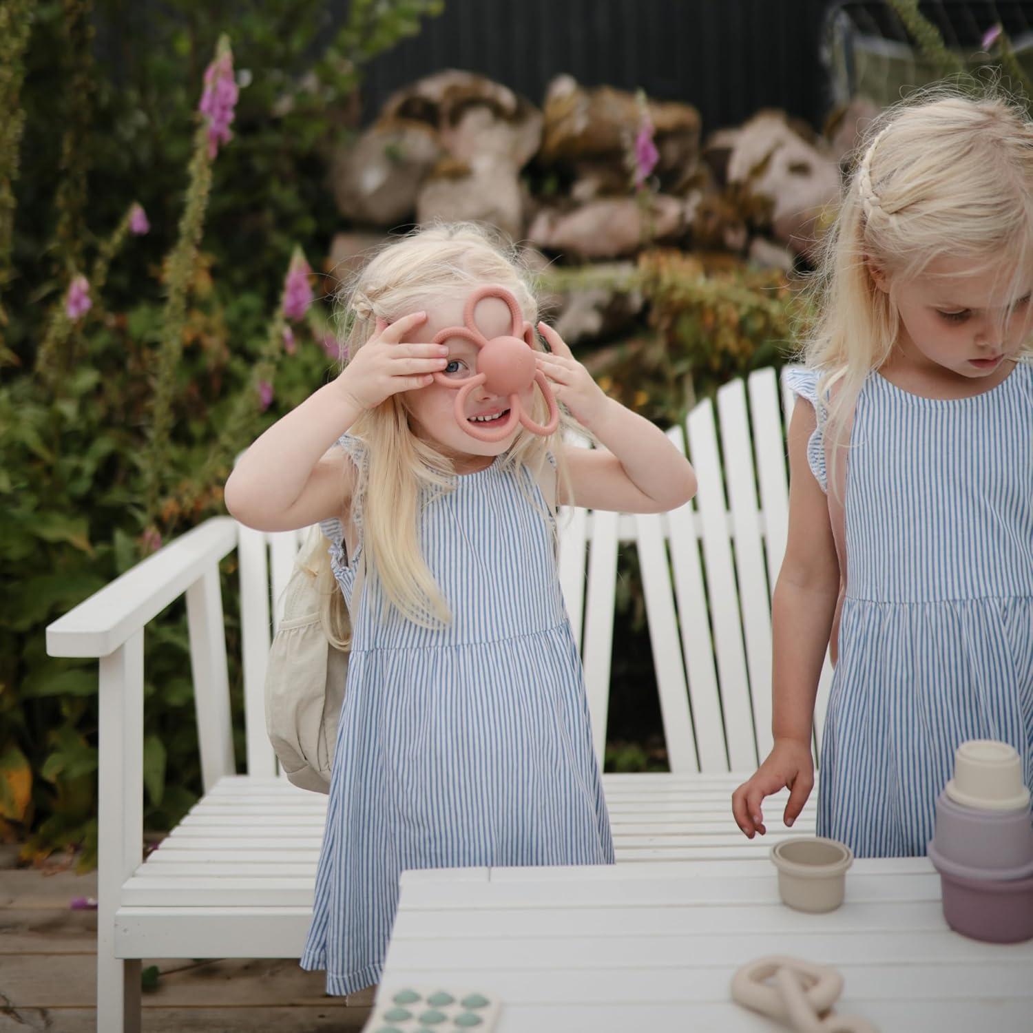 Sonajero de Dentición mushie Rosa Polvoriento Silicona 100% Segura