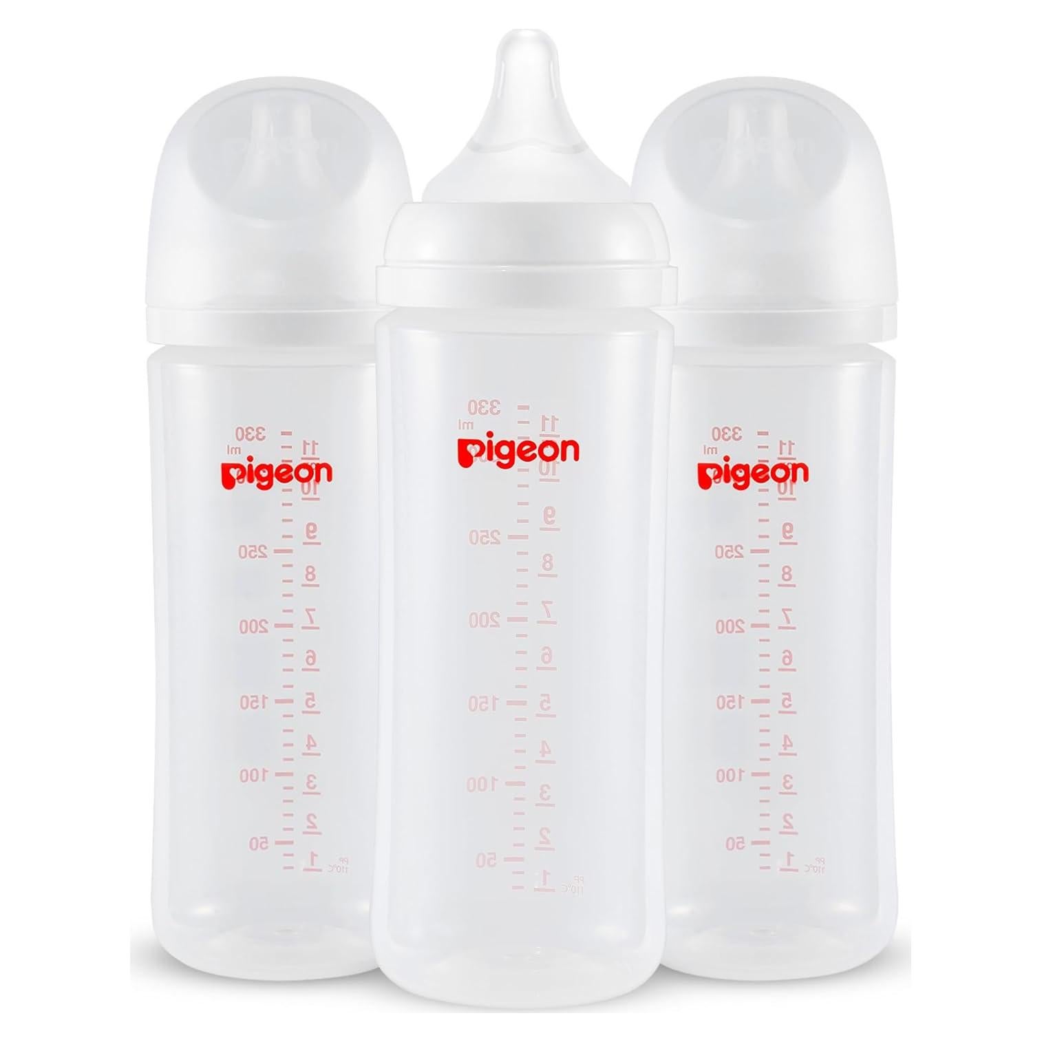 Botella de Lactancia Pigeon Cuello Ancho 330ml Anti-Cólicos Pack 3