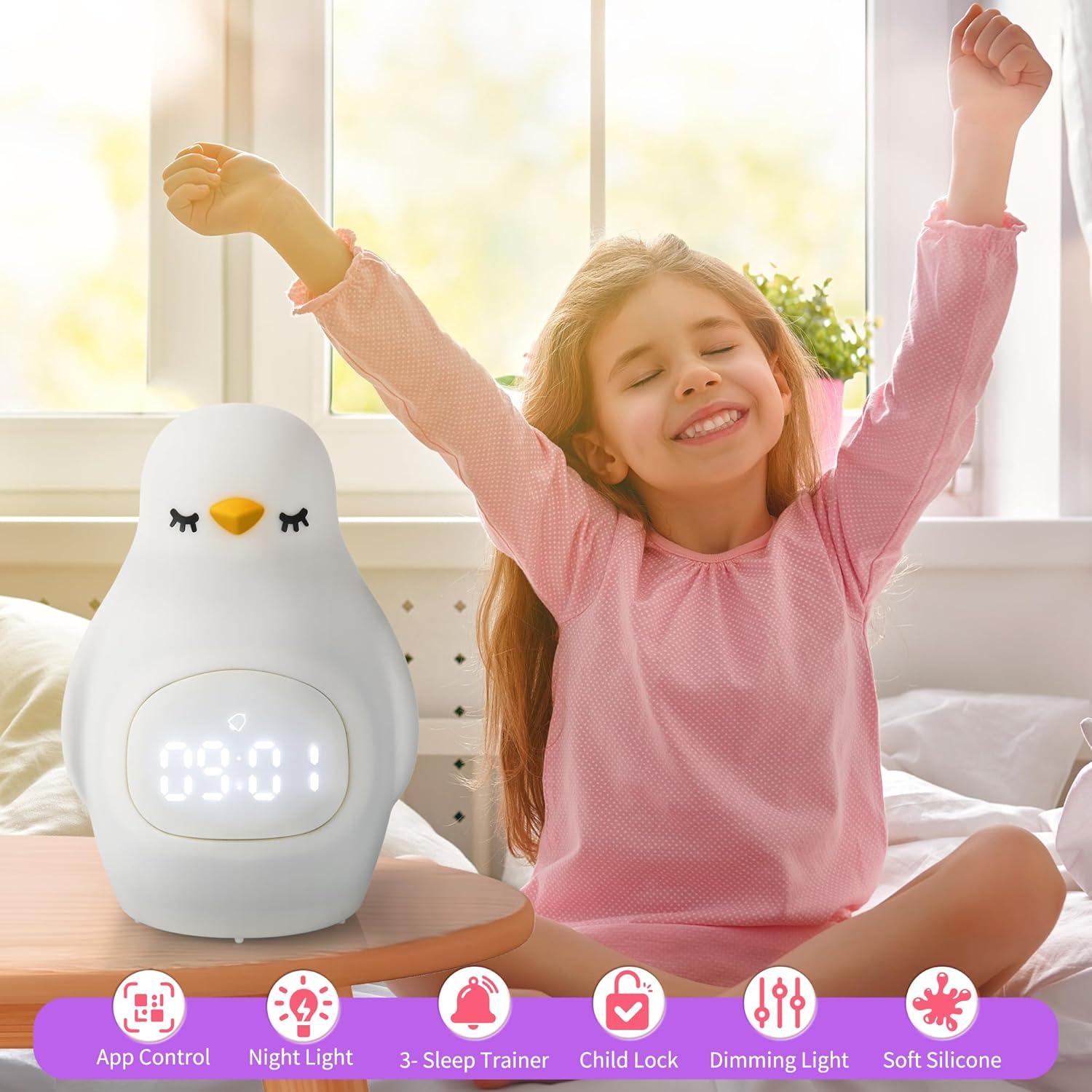 Reloj Despertador Infantil GANGULITO Pingüino LED Recargable
