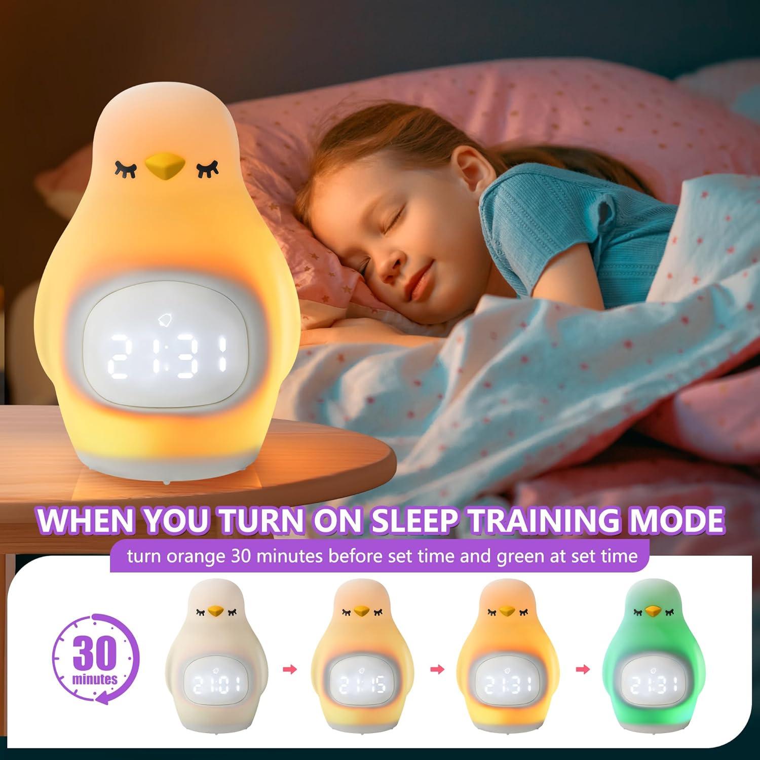 Reloj Despertador Infantil GANGULITO Pingüino LED Recargable
