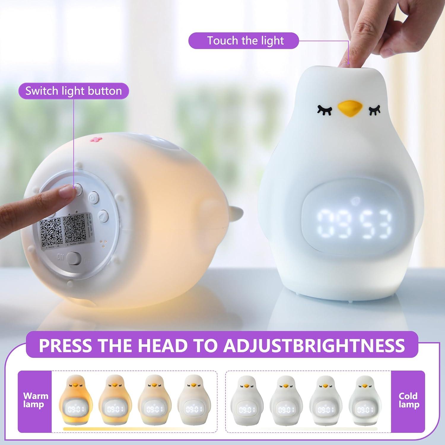 Reloj Despertador Infantil GANGULITO Pingüino LED Recargable