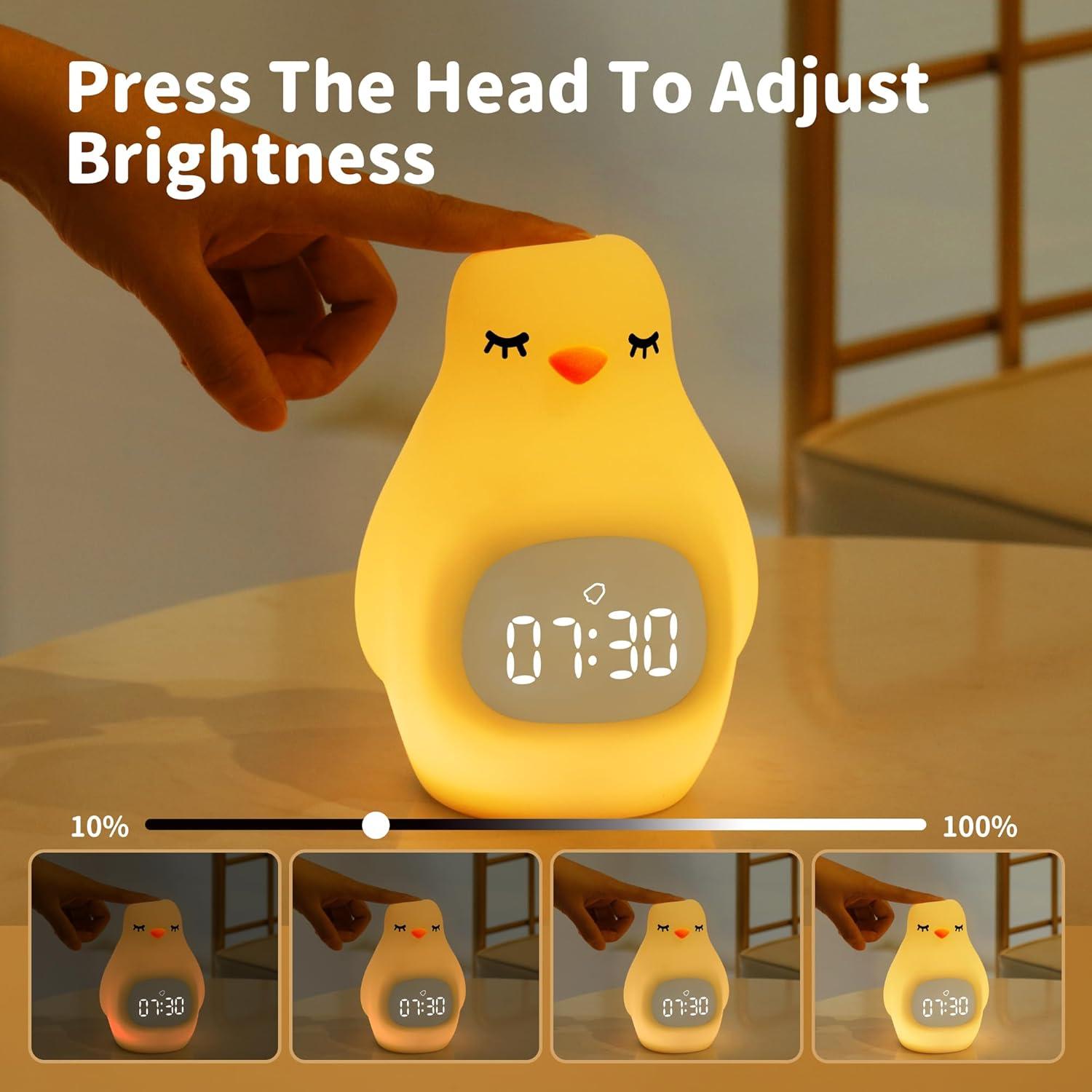 Reloj Despertador Infantil GANGULITO Pingüino LED Recargable